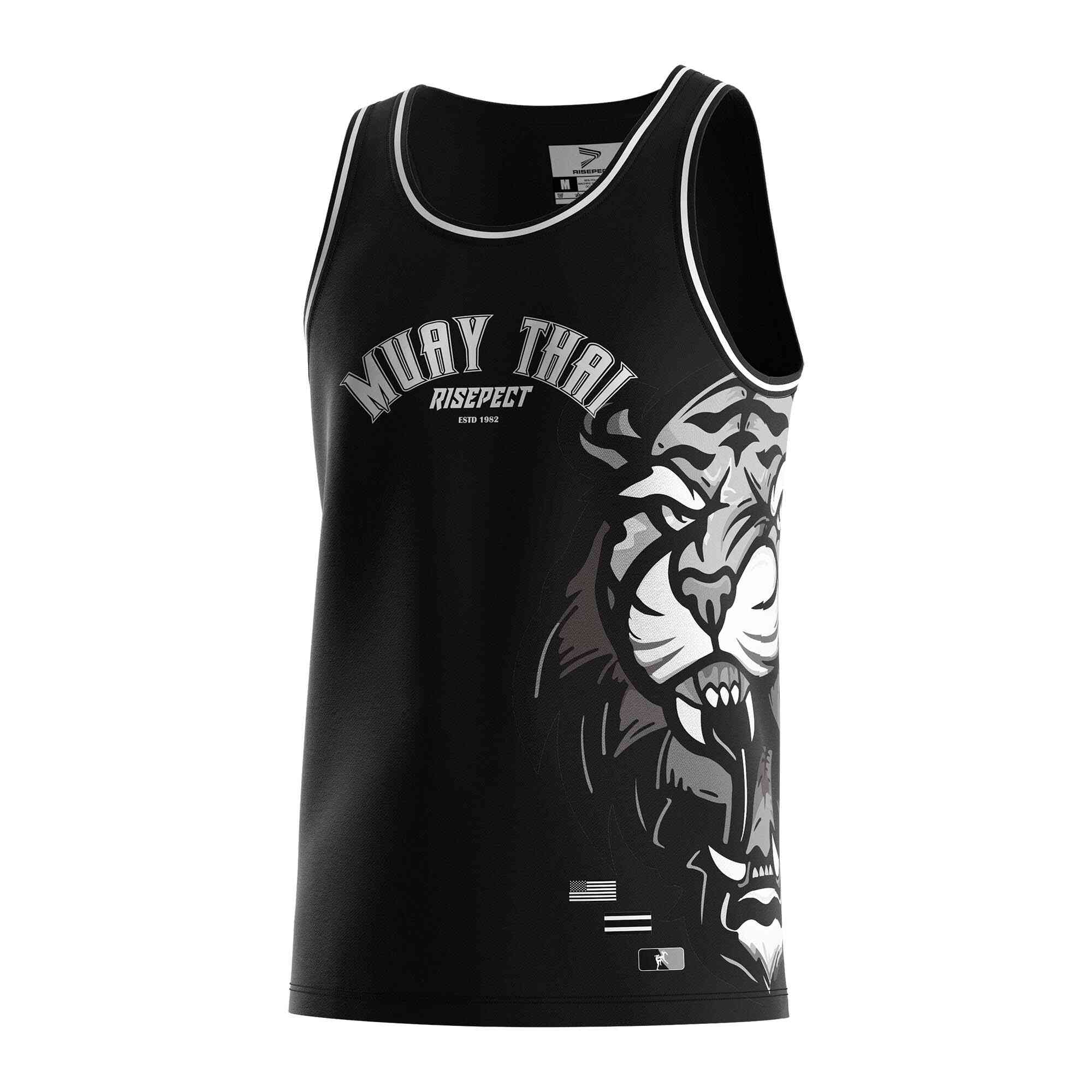 
                Black tiger Muay Thai singlet wholesale tank top Rise sportswear manufacturer