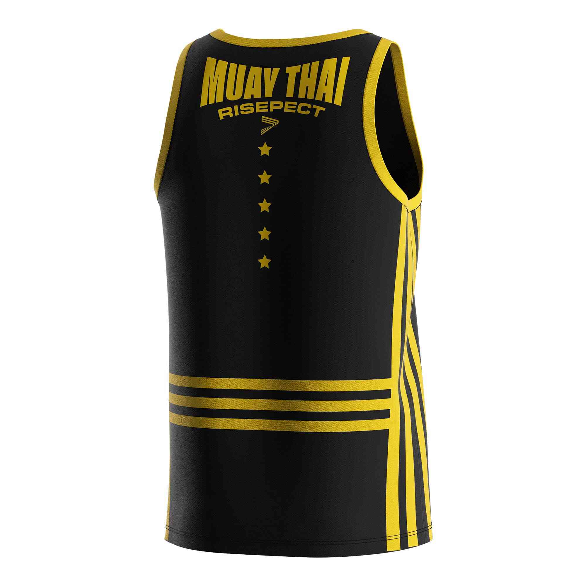 
                Gold lines black Muay Thai singlet wholesale tank top Rise