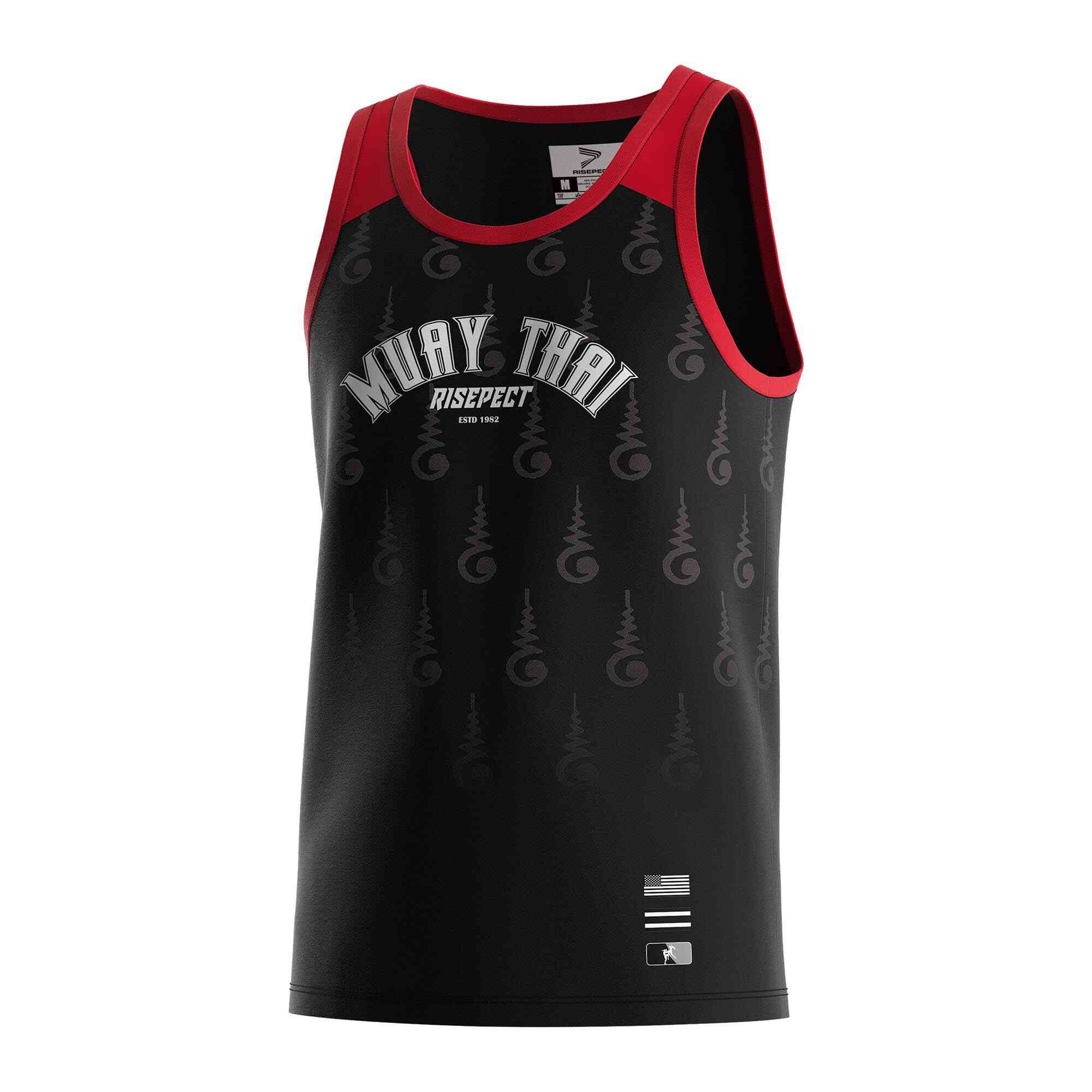 
                Red shoulder black Muay Thai singlet wholesale tank top Rise