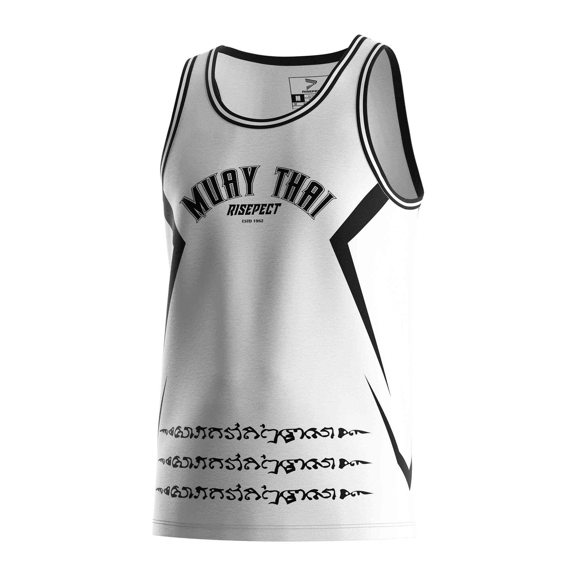 
                White Muay Thai singlet wholesale tank top Rise sportswear manufacturer