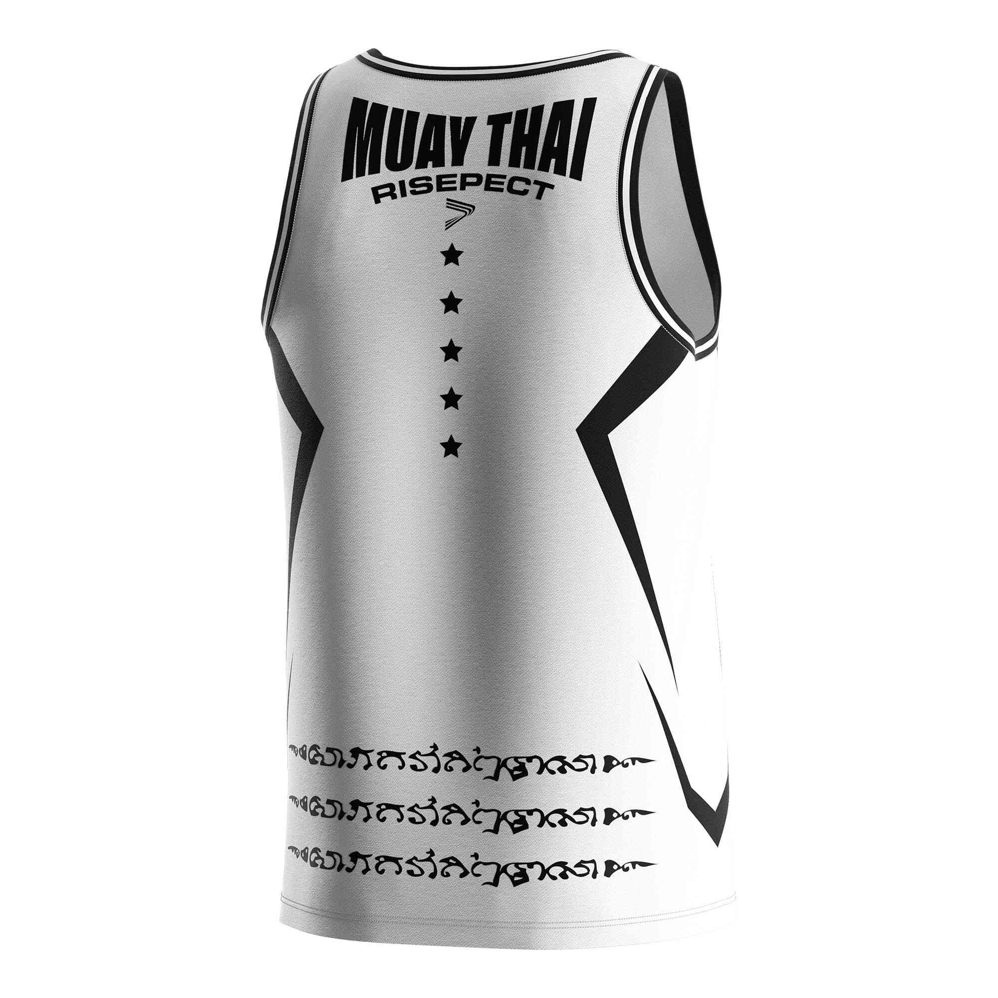 
                White Muay Thai singlet wholesale tank top Rise sportswear manufacturer