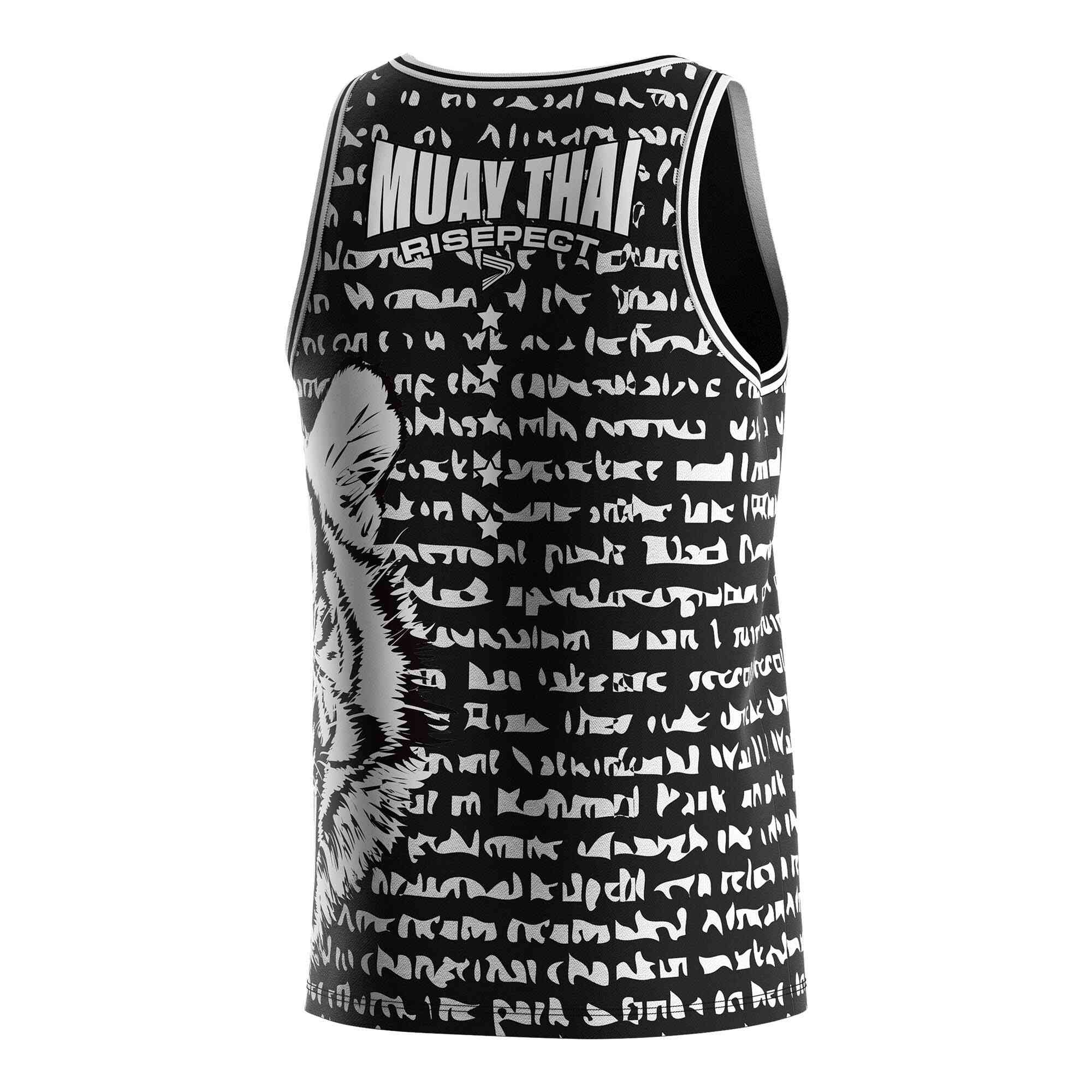 
                Full white text tiger Muay Thai singlet wholesale tank top Rise