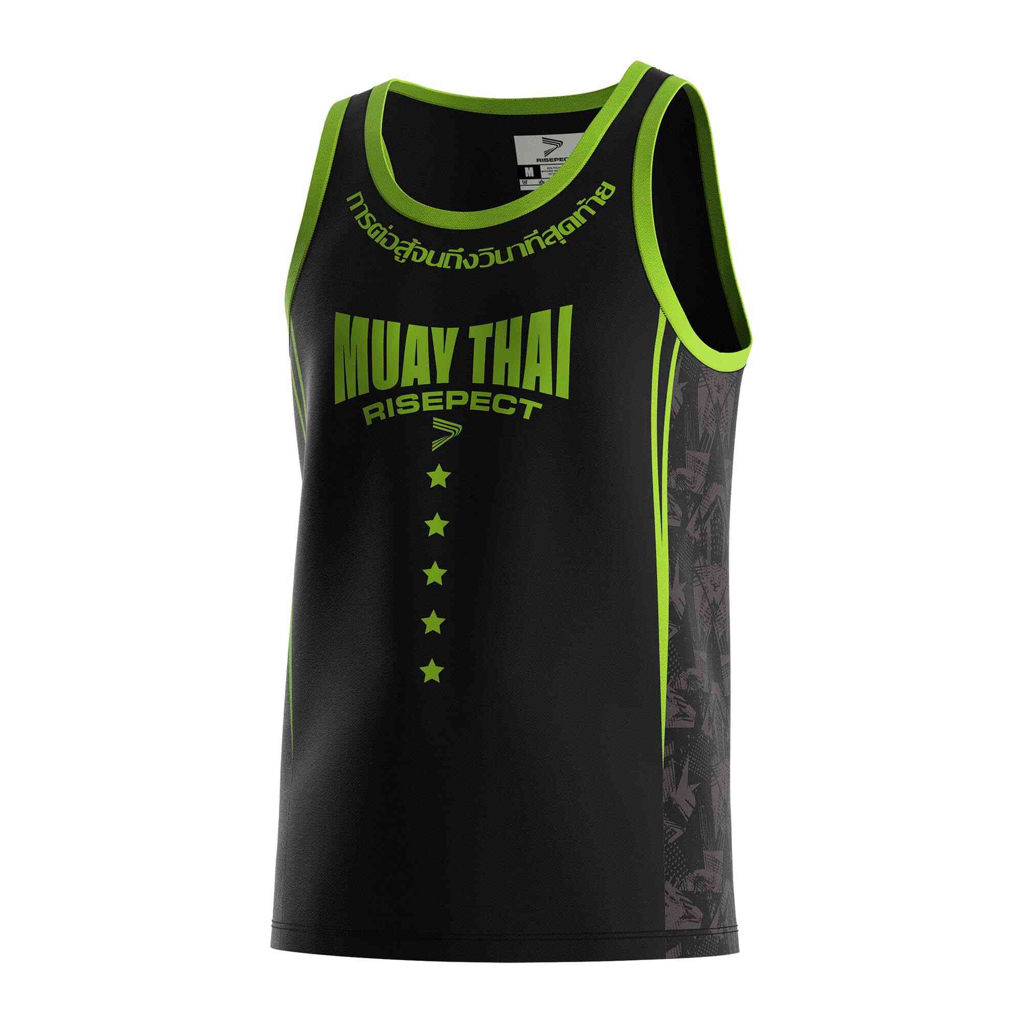 
                Green five-star Muay Thai singlet wholesale tank top Rise