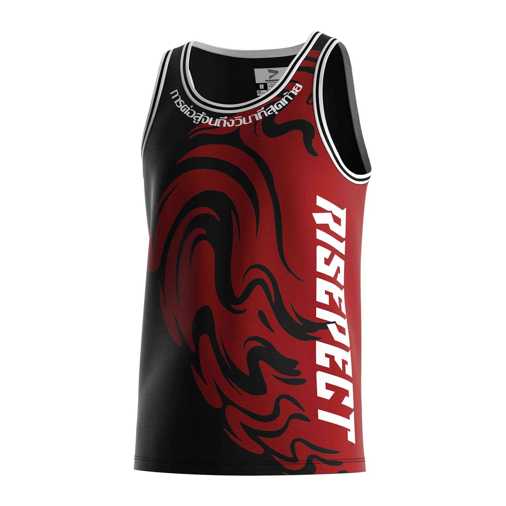
                No smoking red black Muay Thai singlet wholesale tank top Rise