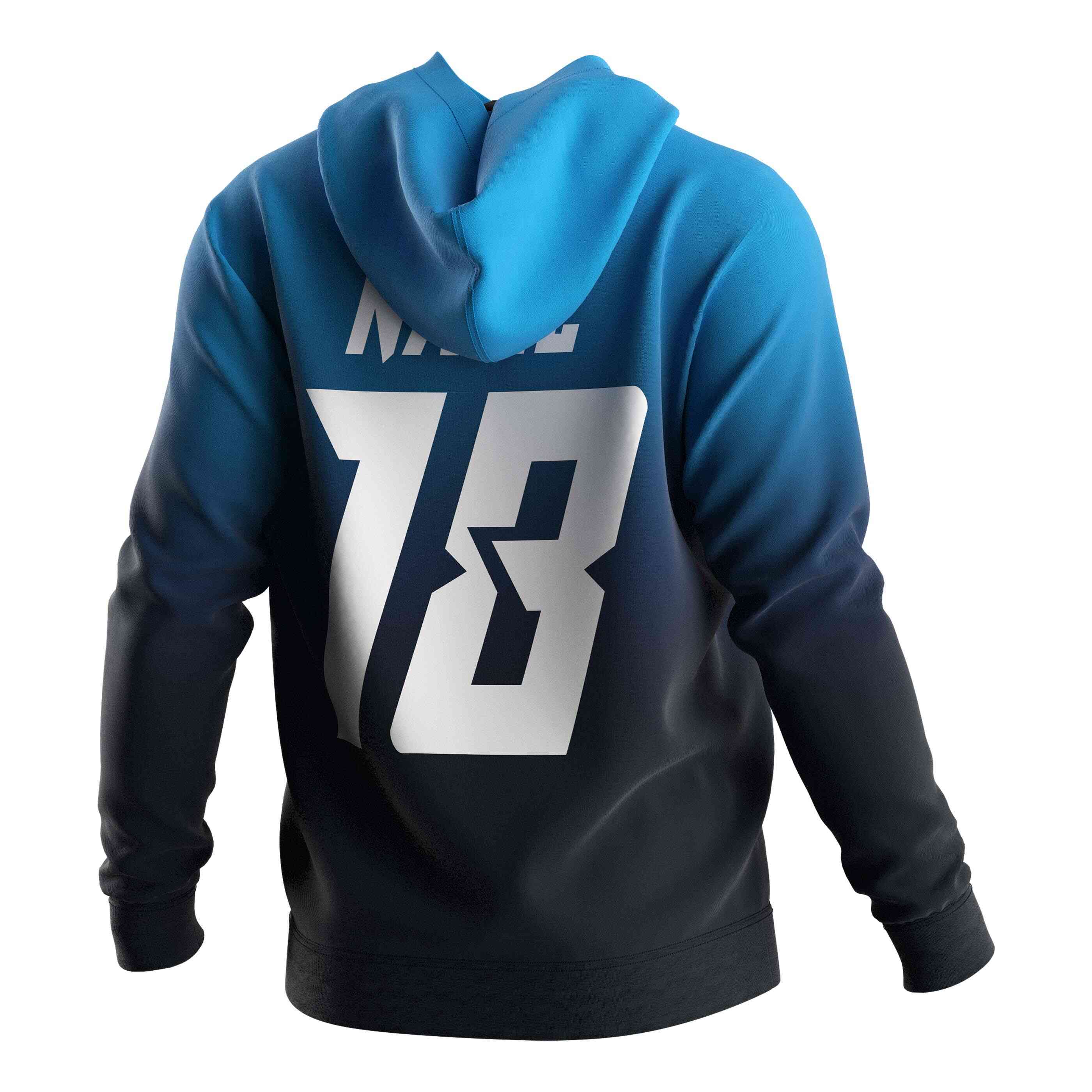 
                Sublimation Blue Gradient Baseball Hoodies Two-color Wholesale Black