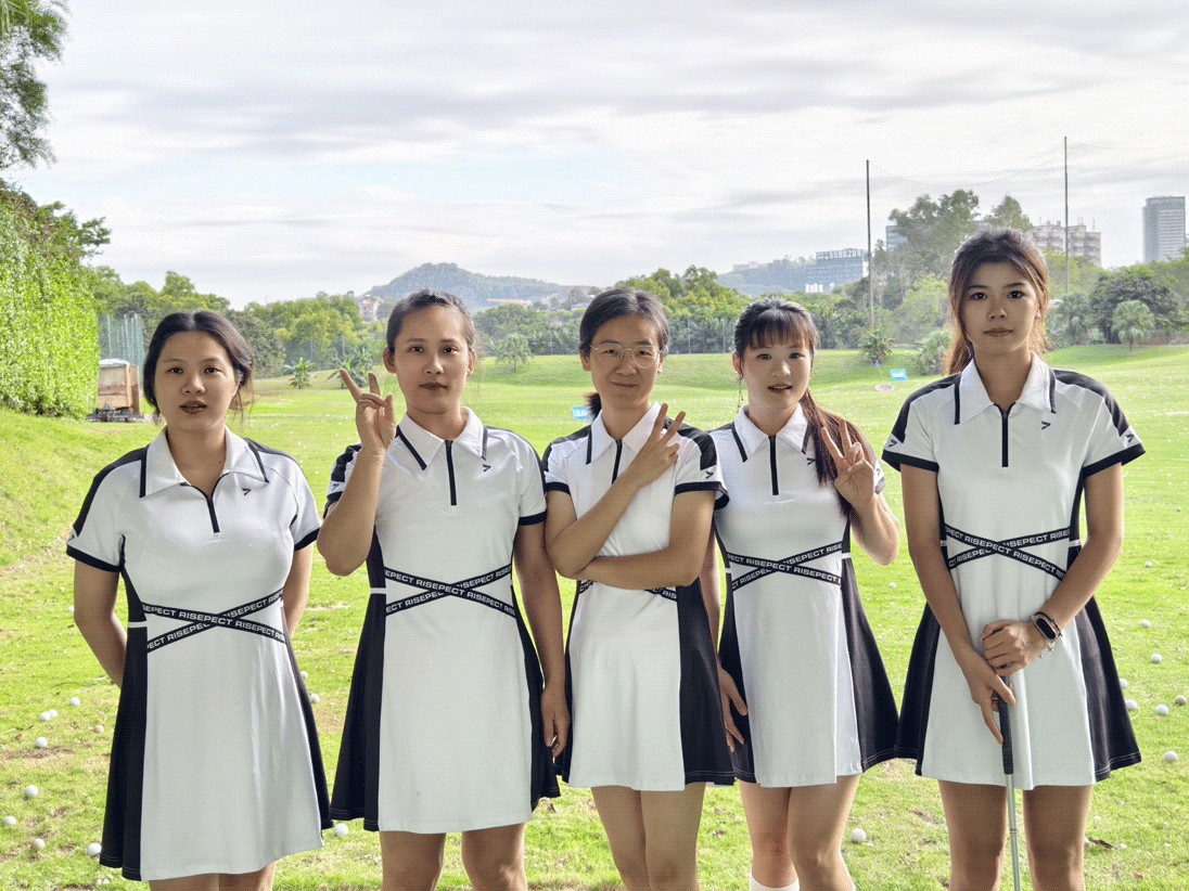 A group photo of five female employees of Rise Sportswear