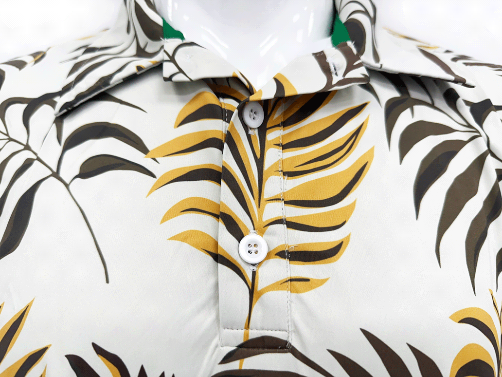 3 buttons design Golf Polo Shirt Beach Wear Summer Shirts Men Printed Hawaiian front view