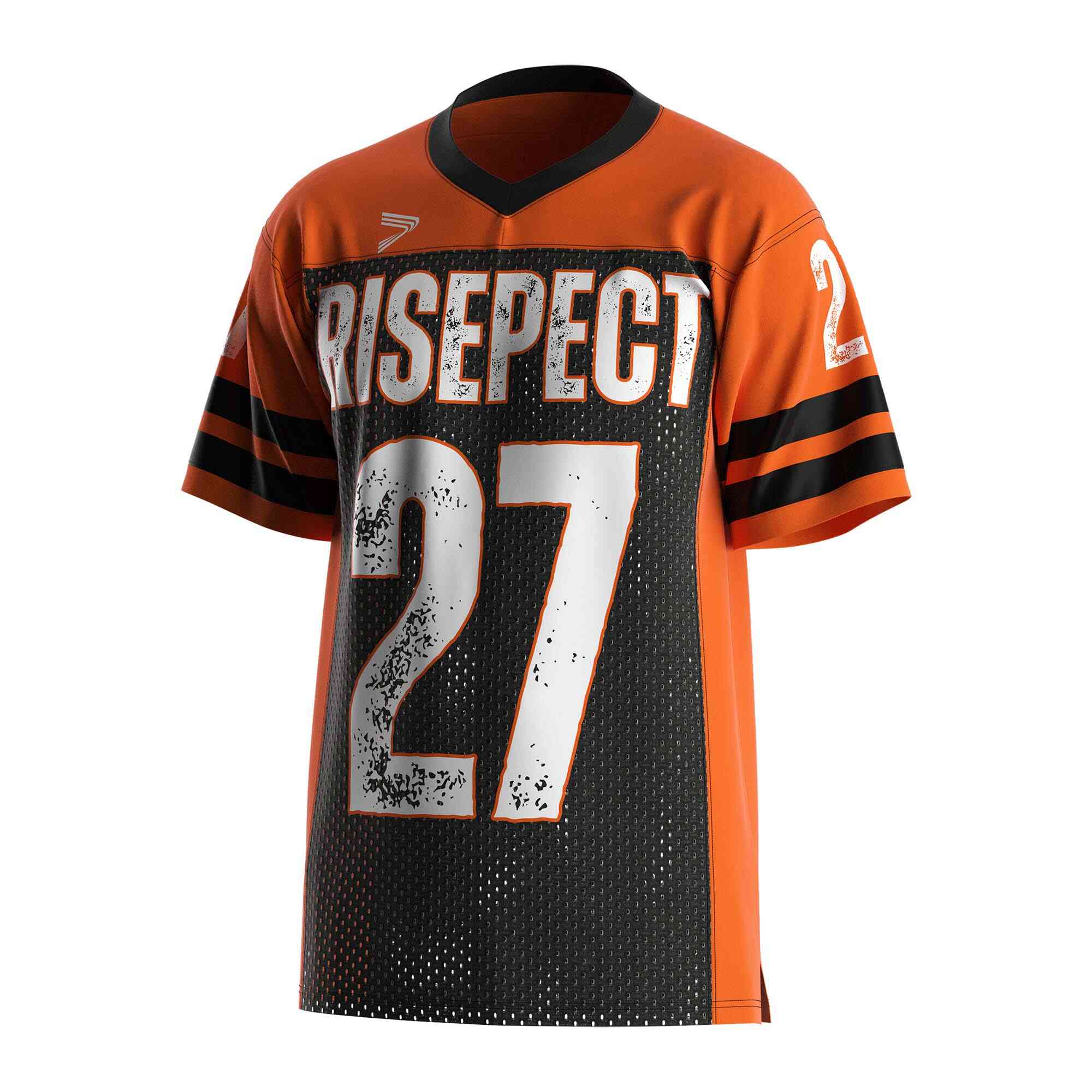 
                Orange American football jersey mesh tee youth soccer 3xl shirts wholesale 27 RISEPECT