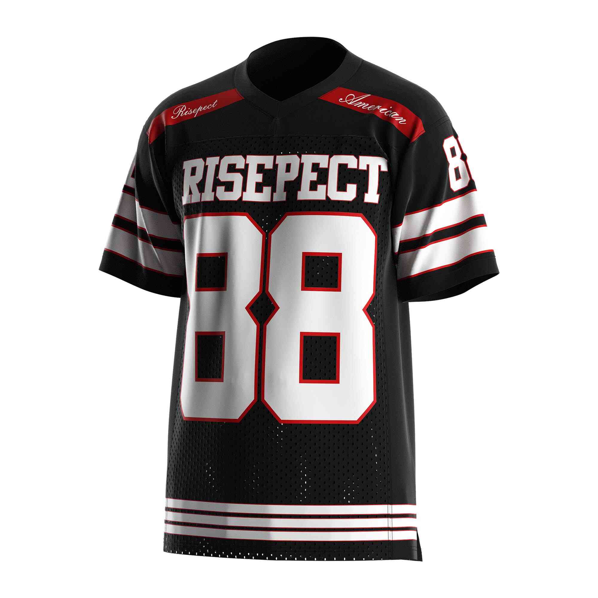 
                Black American football style t shirt wholesale American football jersey 88 RISEPECT