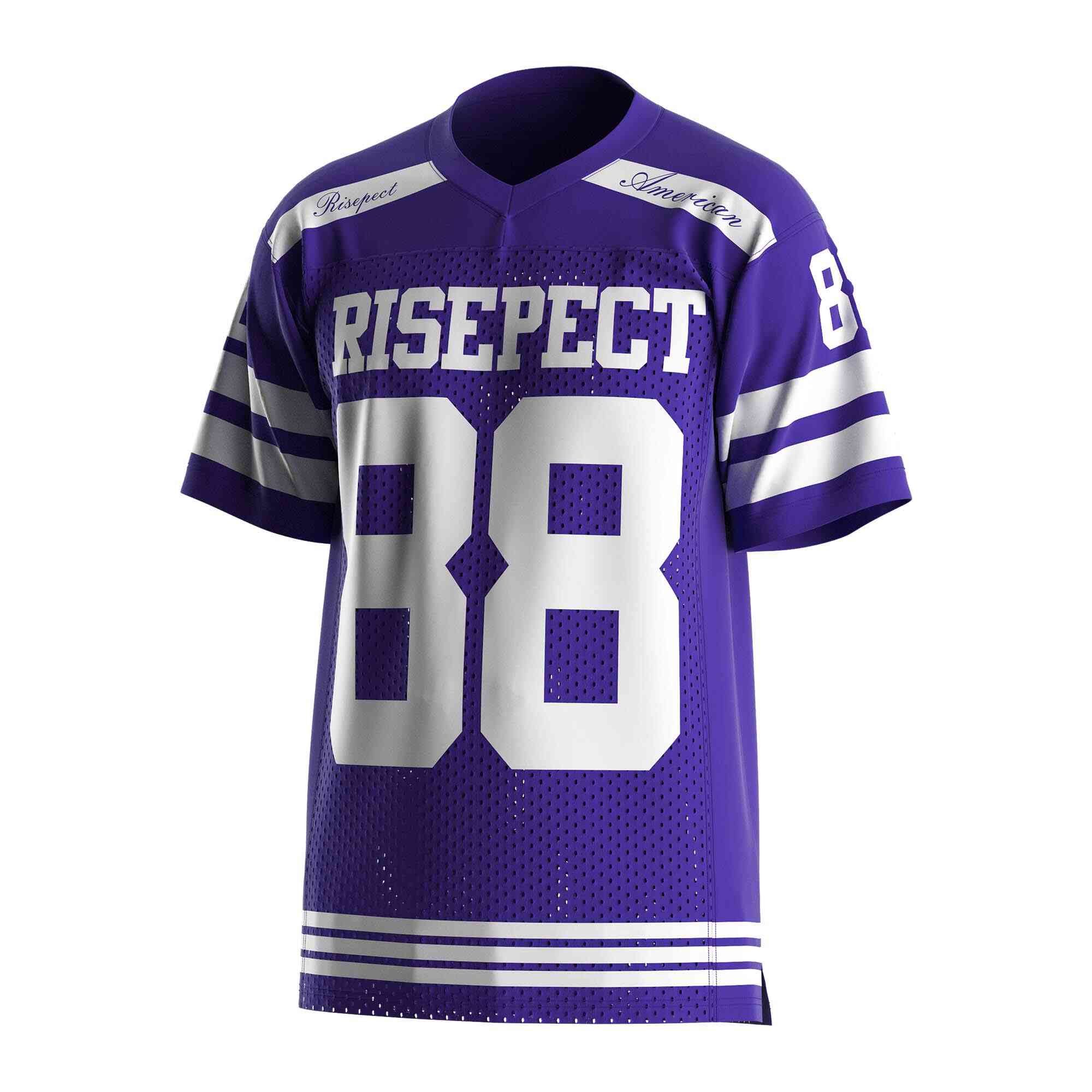 
                Purple American football game jersey wholesale mesh shirts 88 RISEPECT