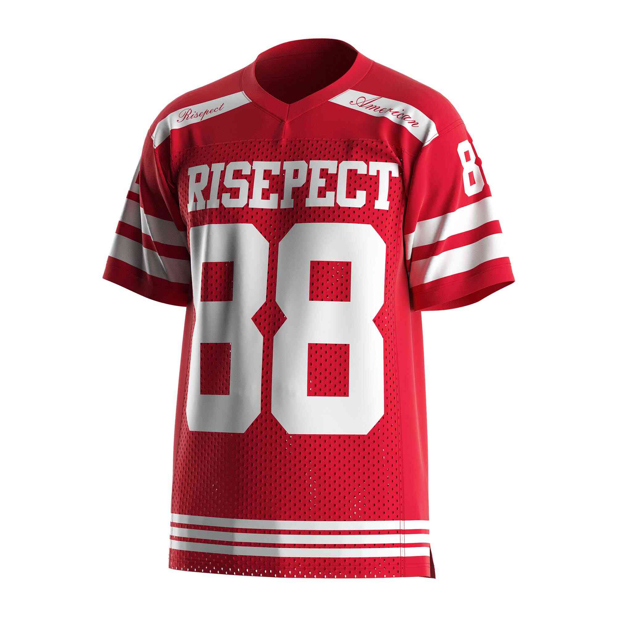 
                Red American football shirts wholesale mesh shirt 88 RISEPECT