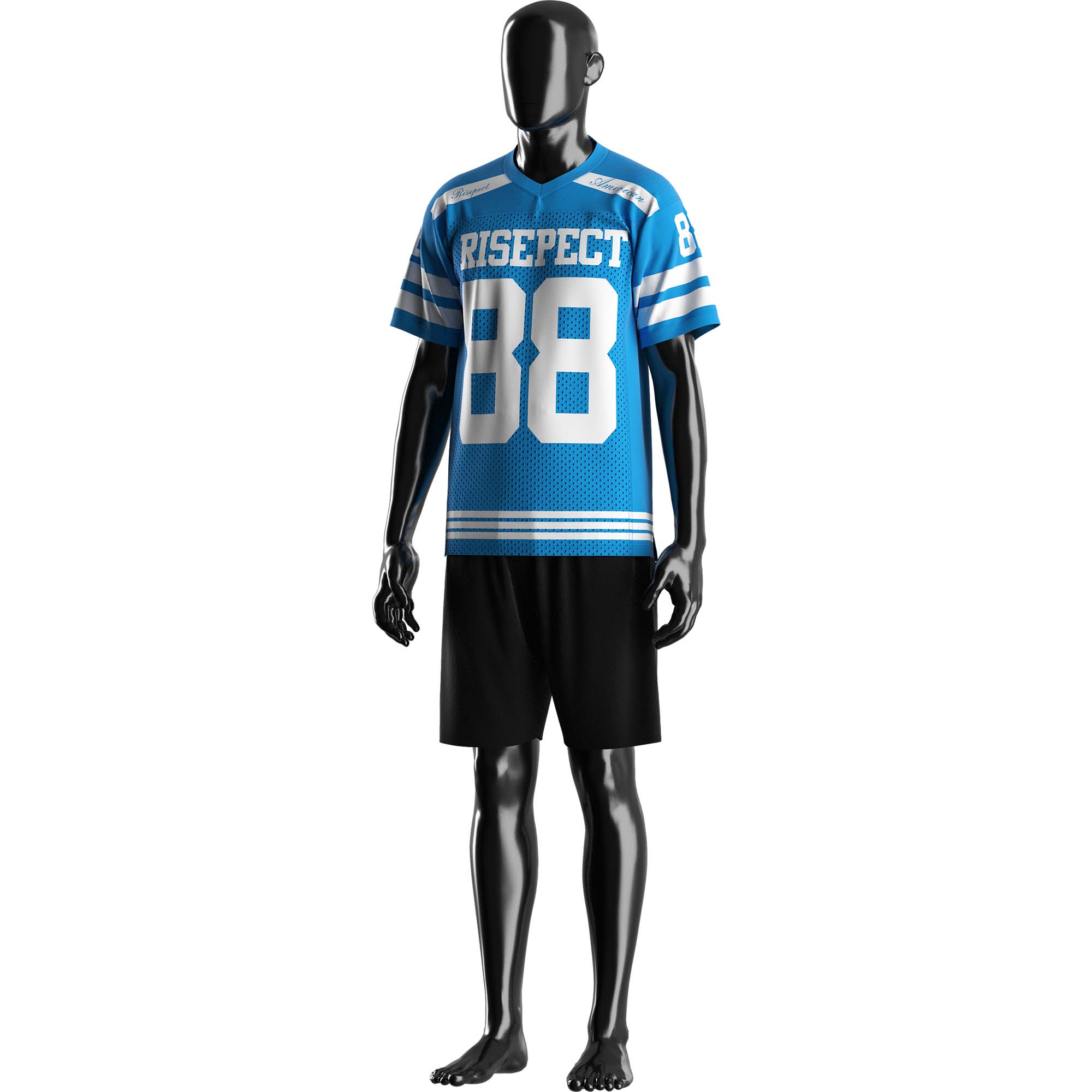 
                Sky Blue American Football Shirts Wholesale Mesh Teamwear Supplier