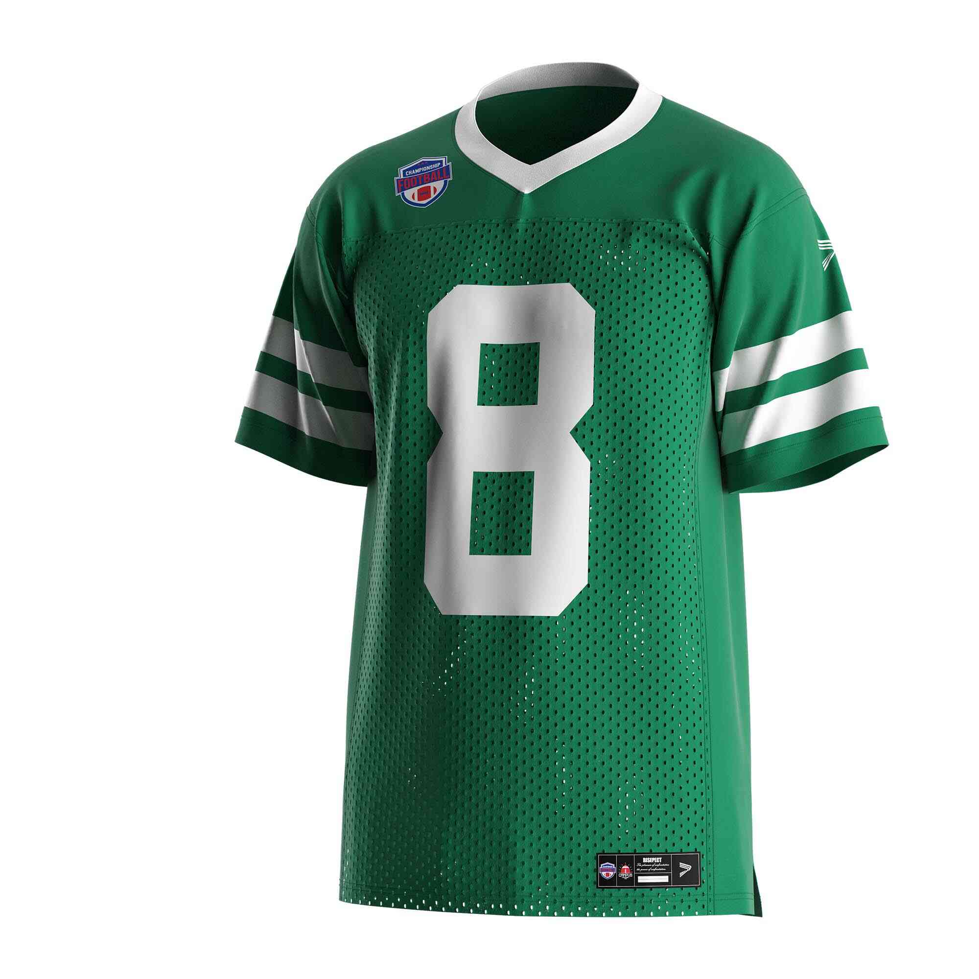 
                Green American football jersey mesh shirt custom 8 RISEPECT