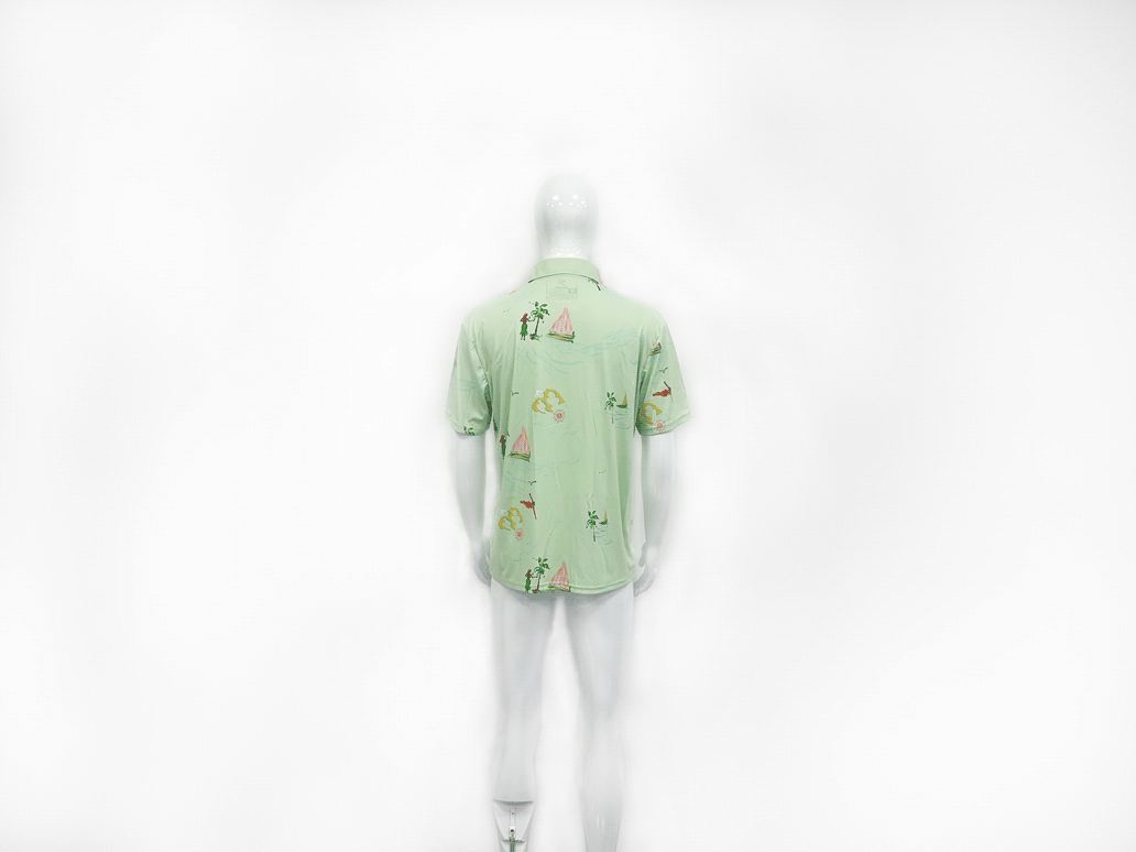 Sports Model in "Mens Plain Shirts Beach Wear Casual Hawaiian Shirt Men" back view