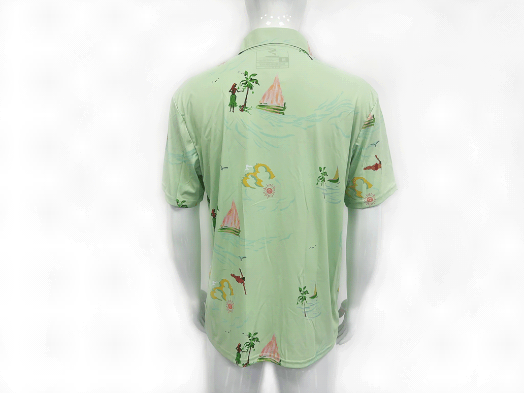 Zoom in "Mens Plain Shirts Beach Wear Casual Hawaiian Shirt Men" back view
