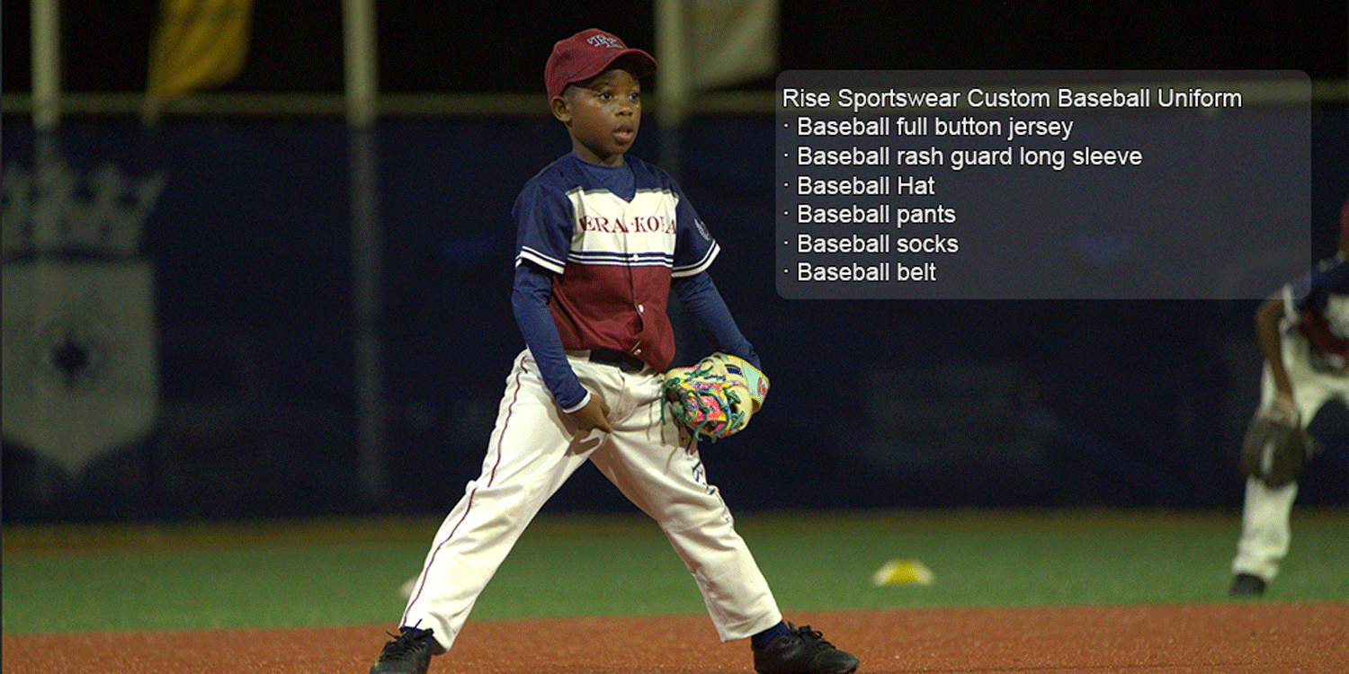 Curacao Youth Baseball League Player boy in Rise Sportswear Custom Baseball Uniform