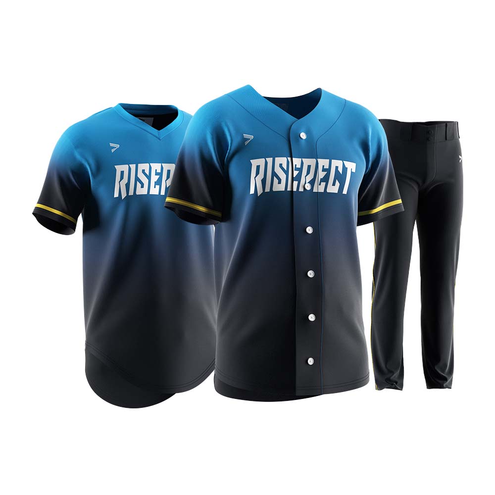 
                RISEPECT Baseball uniform 3 in 1 set blue-black gradient custom