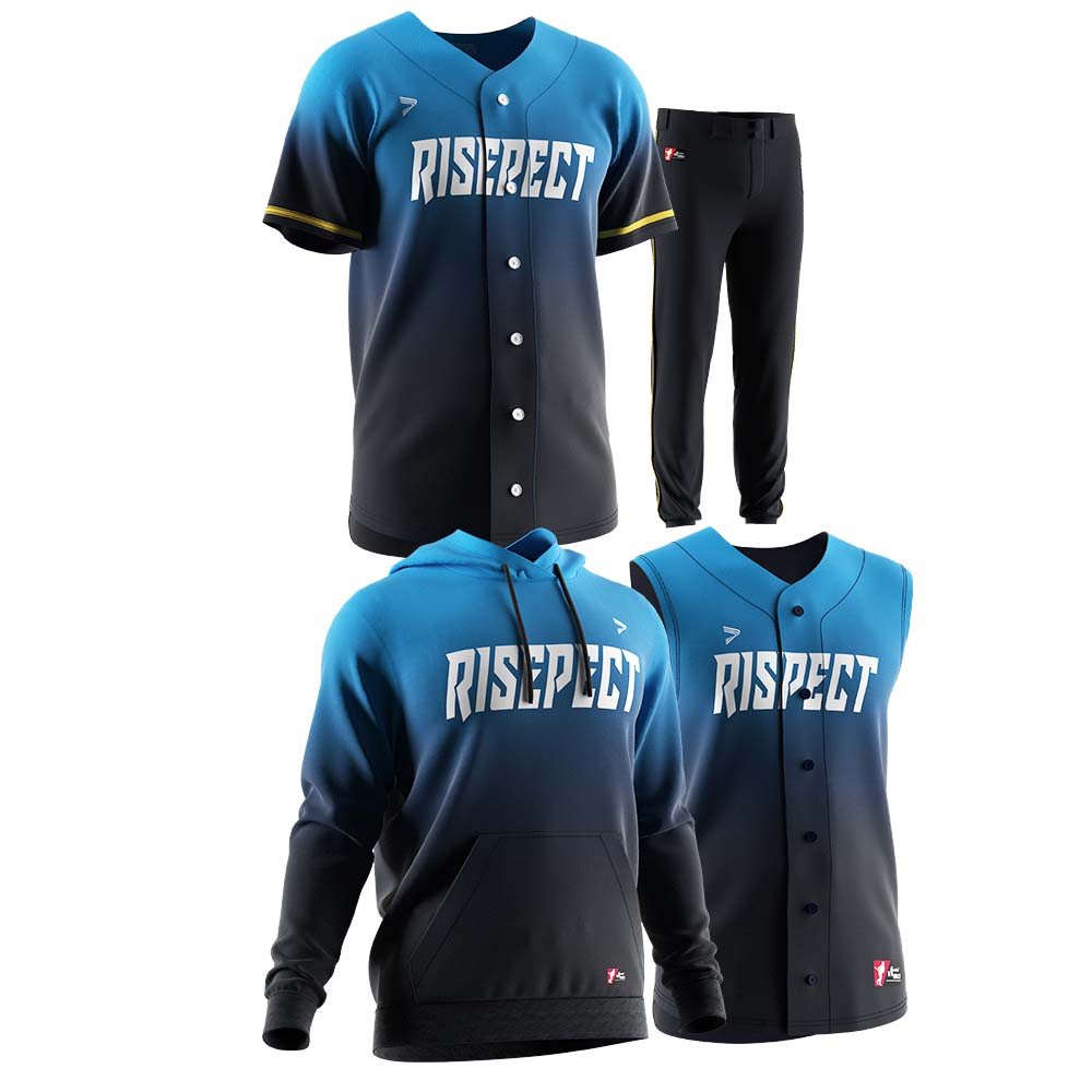 
                RISEPECT Baseball uniform 4 in 1 set blue-black gradient custom