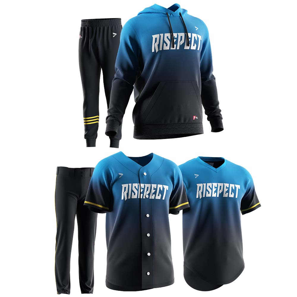 
                RISEPECT Baseball uniform 5 in 1 set blue-black gradient custom