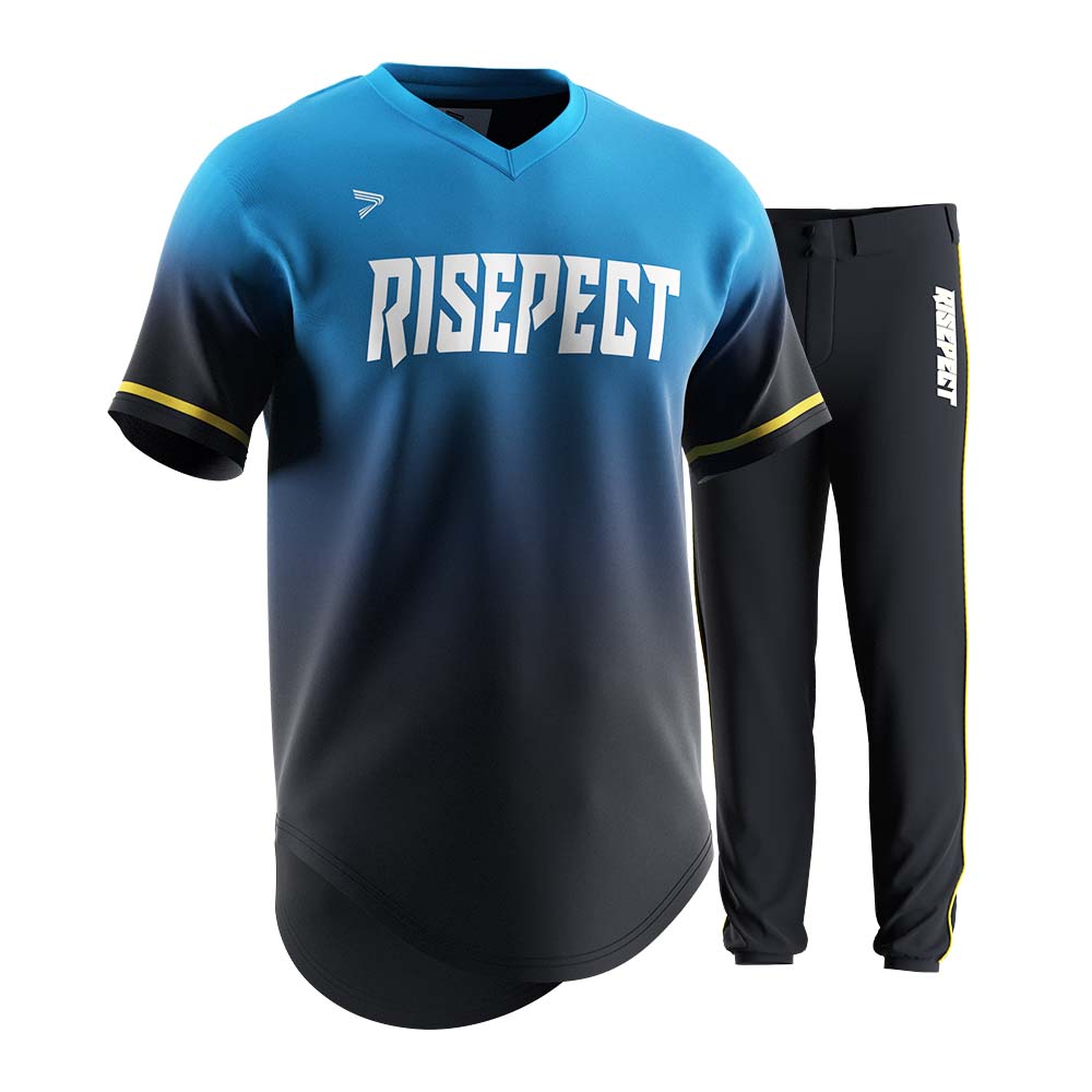 
                RISEPECT Custom youth baseball uniform packages blue-black gradient