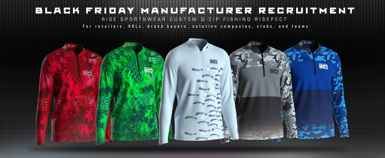 Custom q-zip fishing RISEPECT-black friday rise sportswear manufacturer recruitment