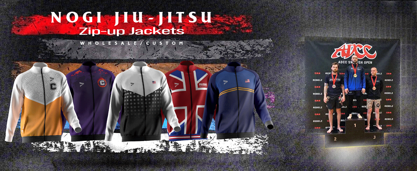 Custom zip-up jackets wholesale RISEPECT NOGI JIU-JITSU