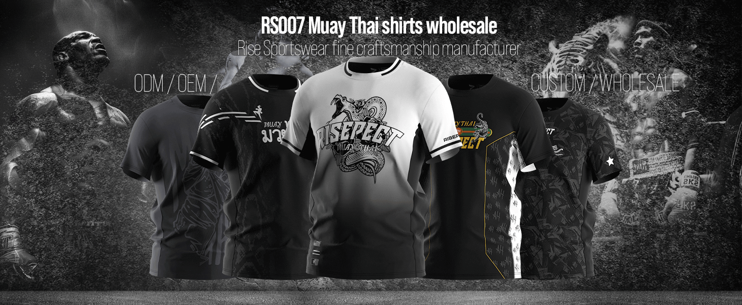 RS007 Muay Thai shirts wholesale - Rise Sportswear fine craftsmanship manufacturer, can do ODM / OEM / OBM, custom or wholesale.