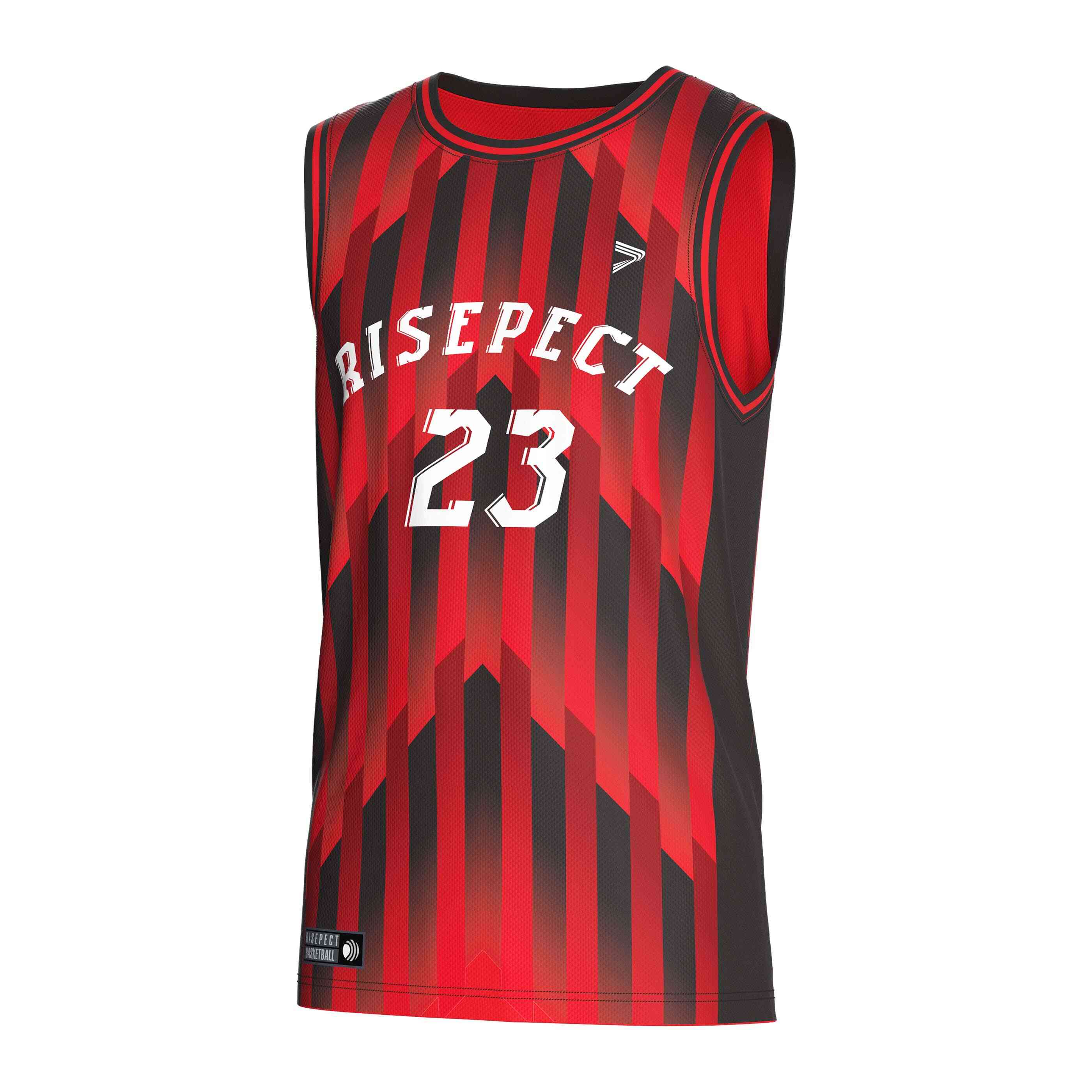 
                Custom red basketball jersey 23 3D imagery RISEPECT