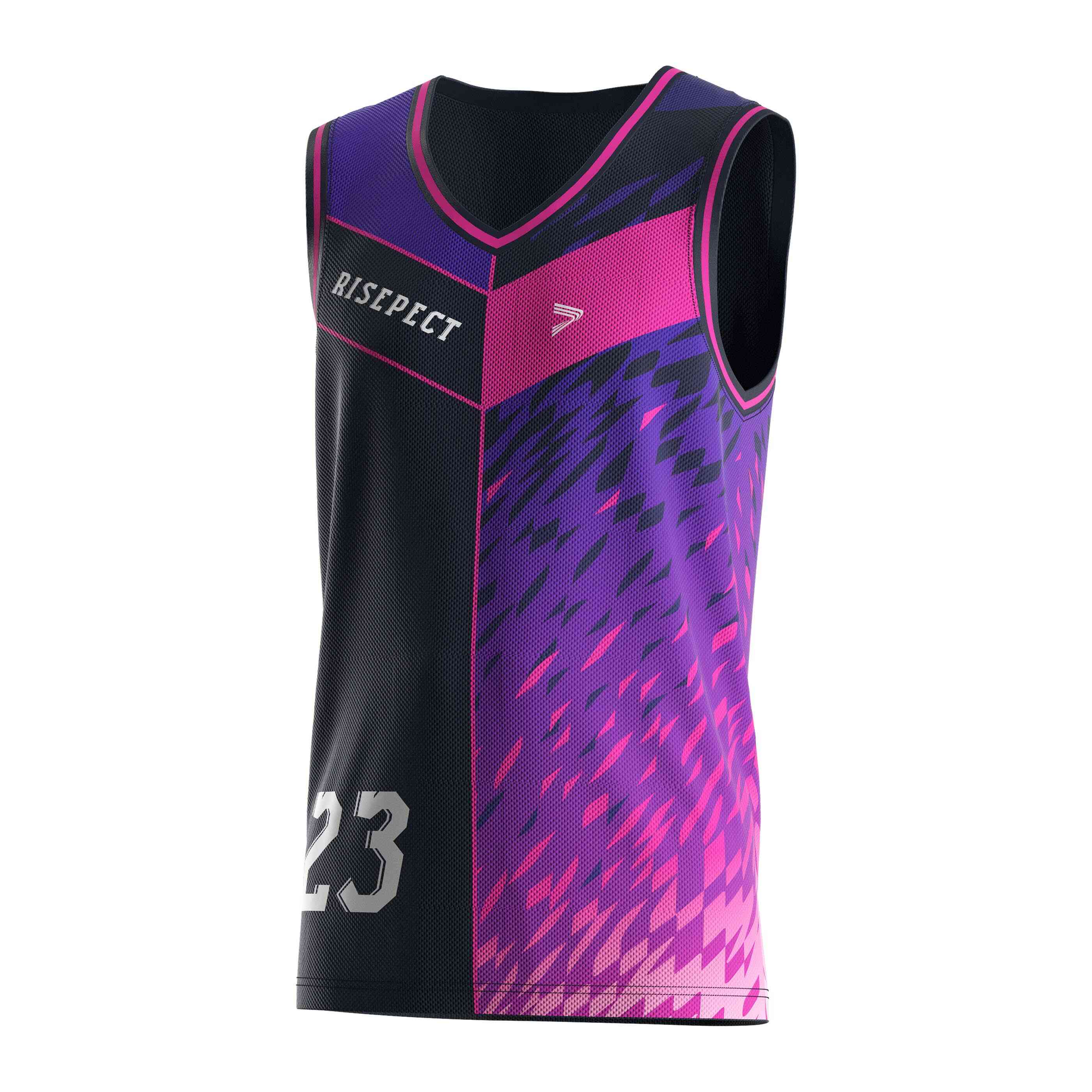 
                Custom 23 basketball jersey purple red black RISEPECT