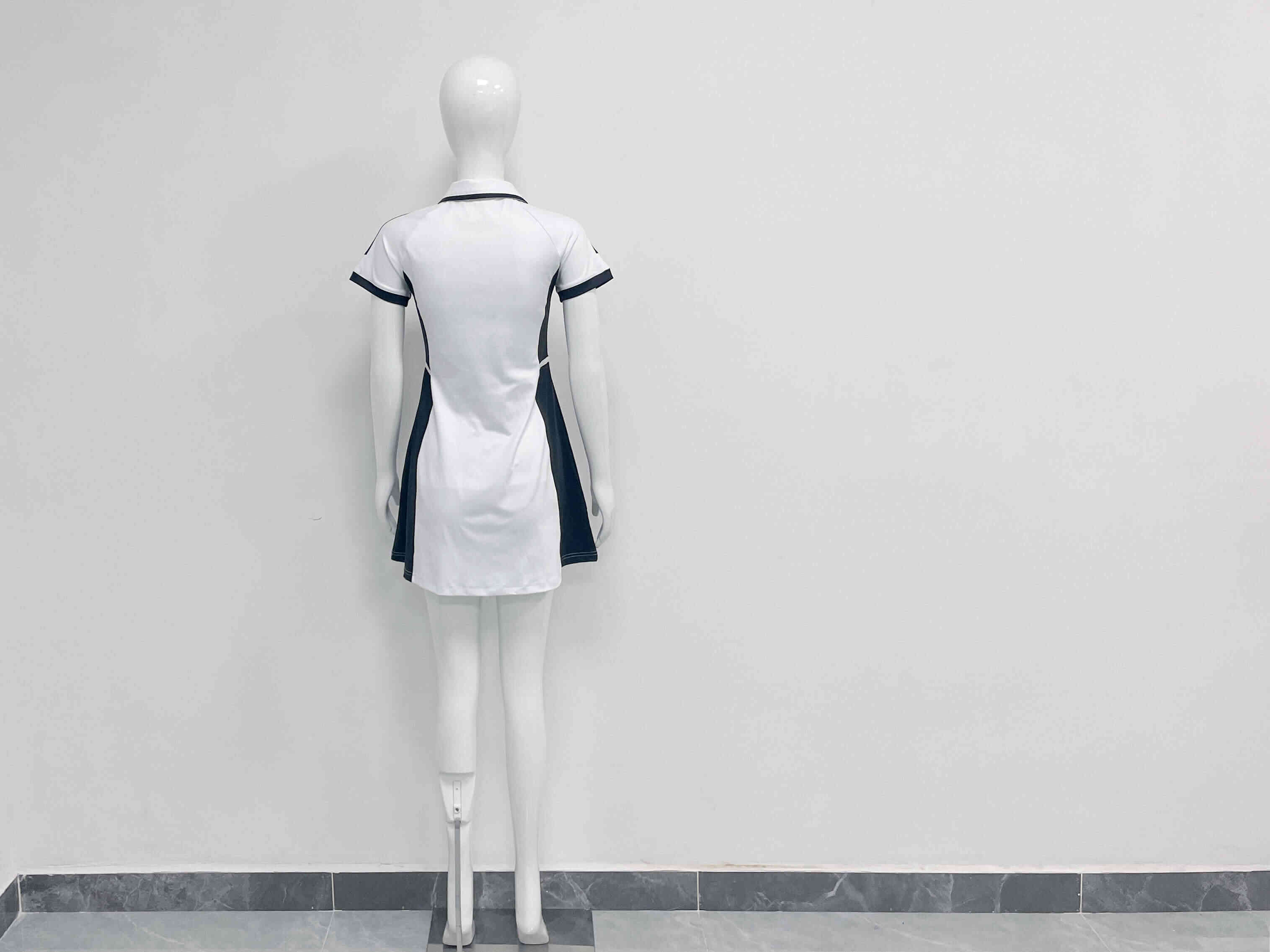 The back view of RISEPECT golf dress white sports dress wholesale