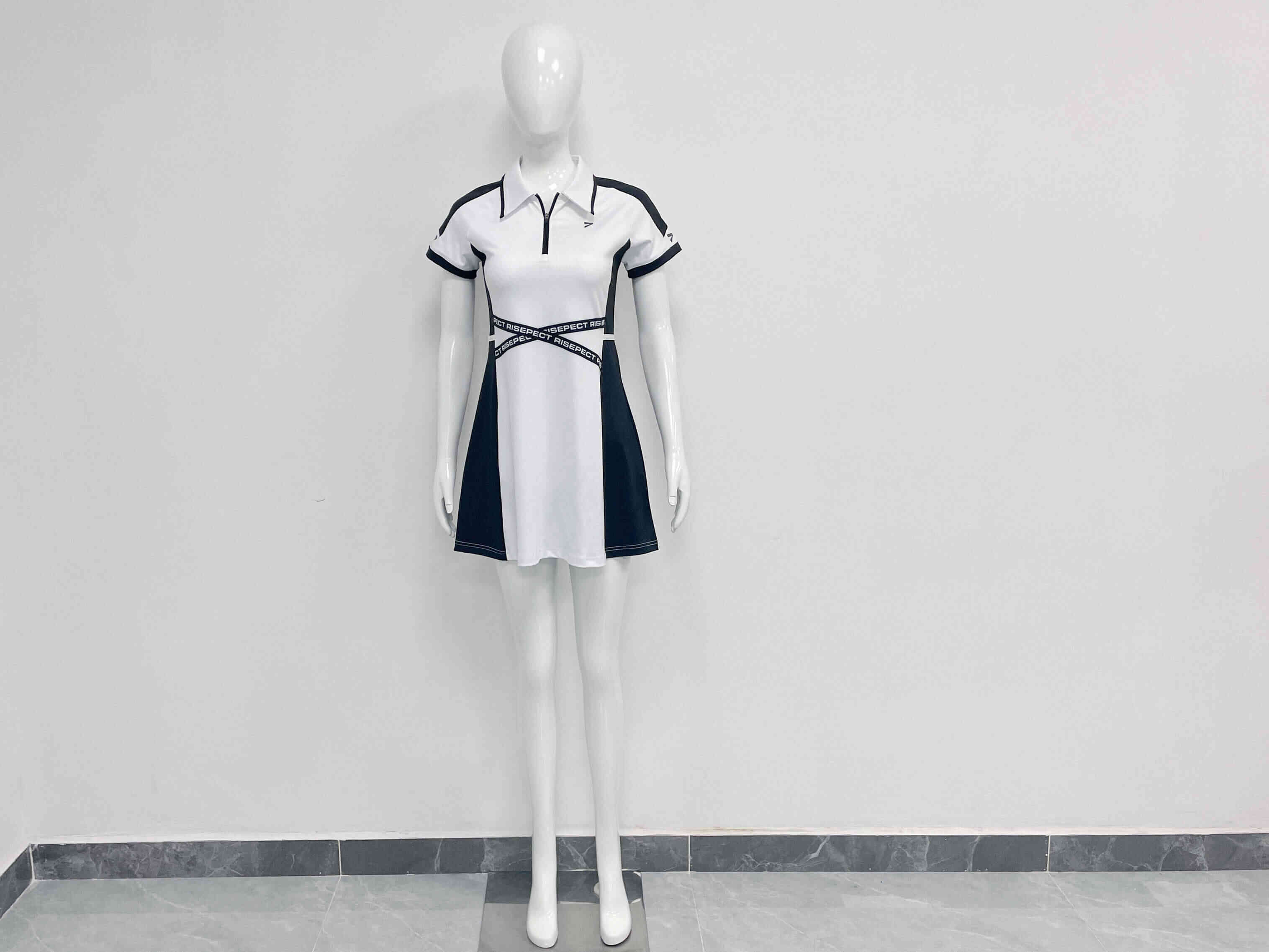 The front view of RISEPECT golf dress white sports dress wholesale