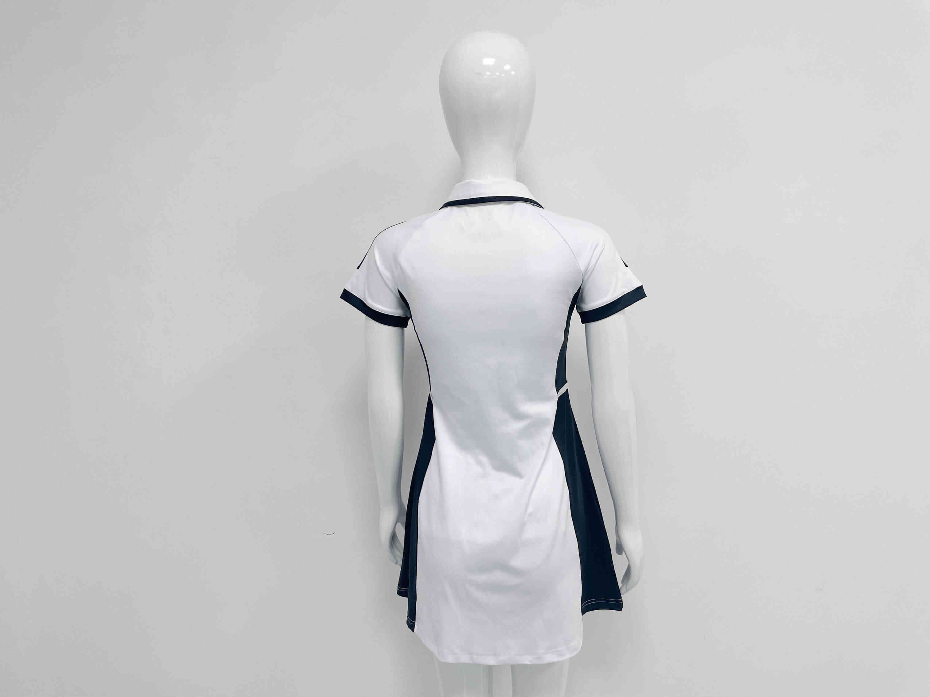The zoom in back view of RISEPECT golf dress white sports dress wholesale