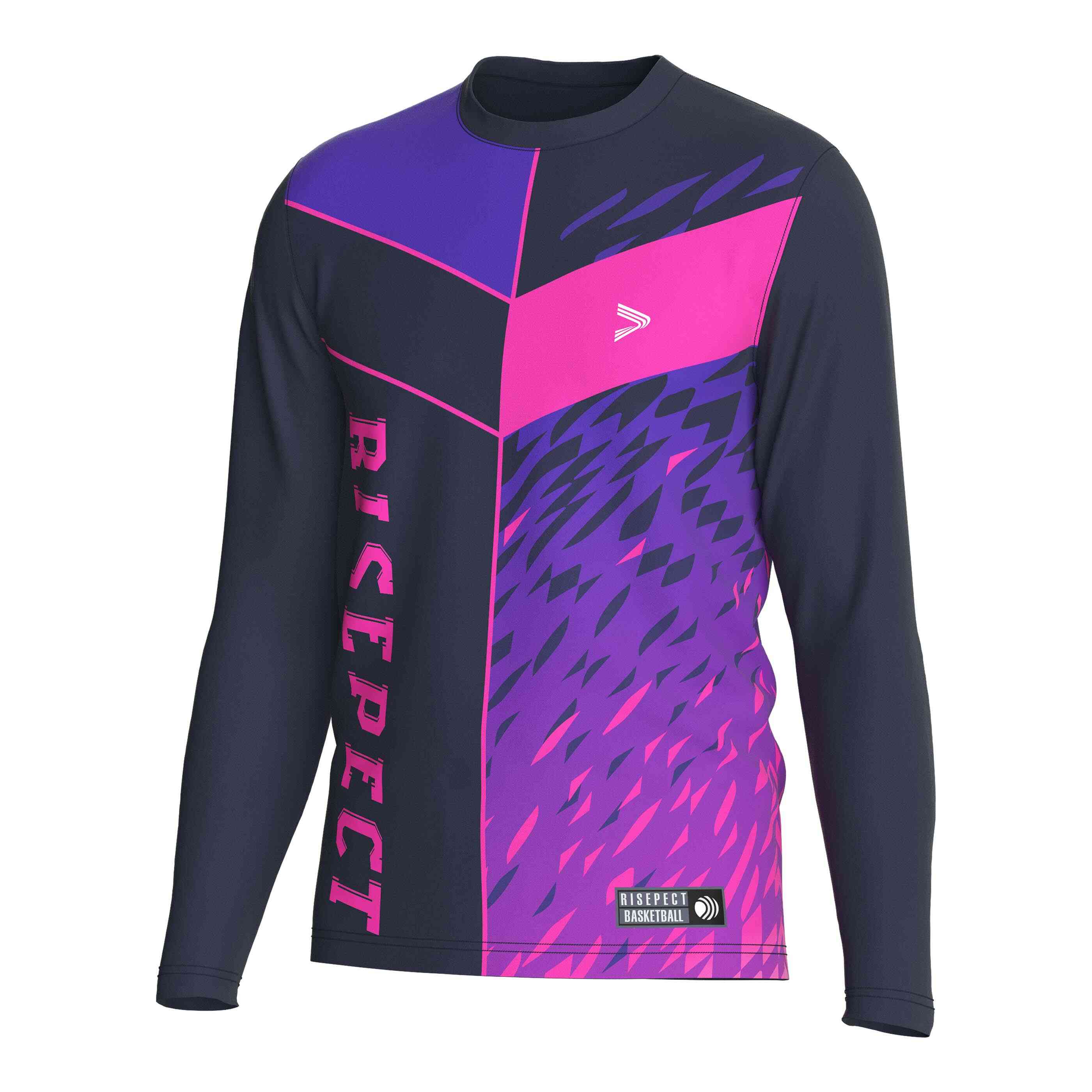 
                Custom basketball long sleeve 23 purple red black RISEPECT