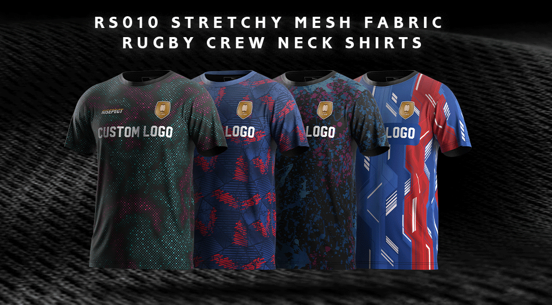 RS010 Stretchy Mesh Fabric Rugby Crew Neck Shirts options