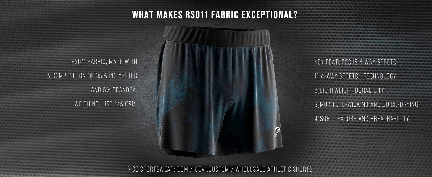 What Makes RS011 Fabric Exceptional? RS011 fabric, made with a composition of 95% polyester and 5% spandex. Weighing just 145 GSM. Key Features is 4 way stretch. 1)4-Way Stretch Technology;2)Lightweight Durability;3)Moisture-Wicking and Quick-Drying;4)Soft Texture and Breathability