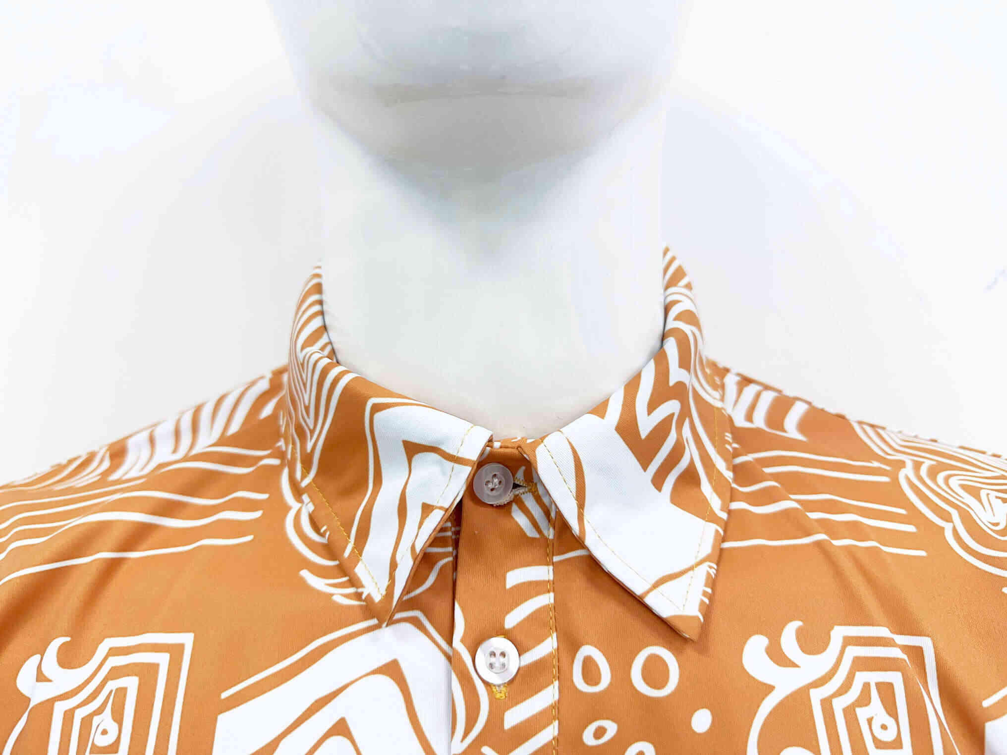 Collar details - Orange Retro Tee Polyester Pique Polo Shirts Golf T Shirt