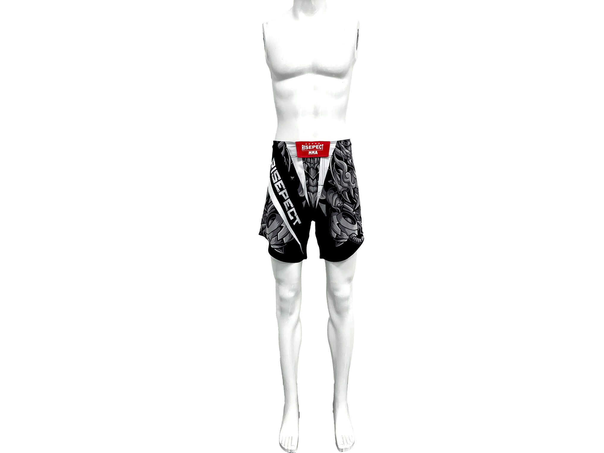 Front view - Boys Black Boxing Copper Prajna Muay Thai Custom Shorts MMA UFC Gym