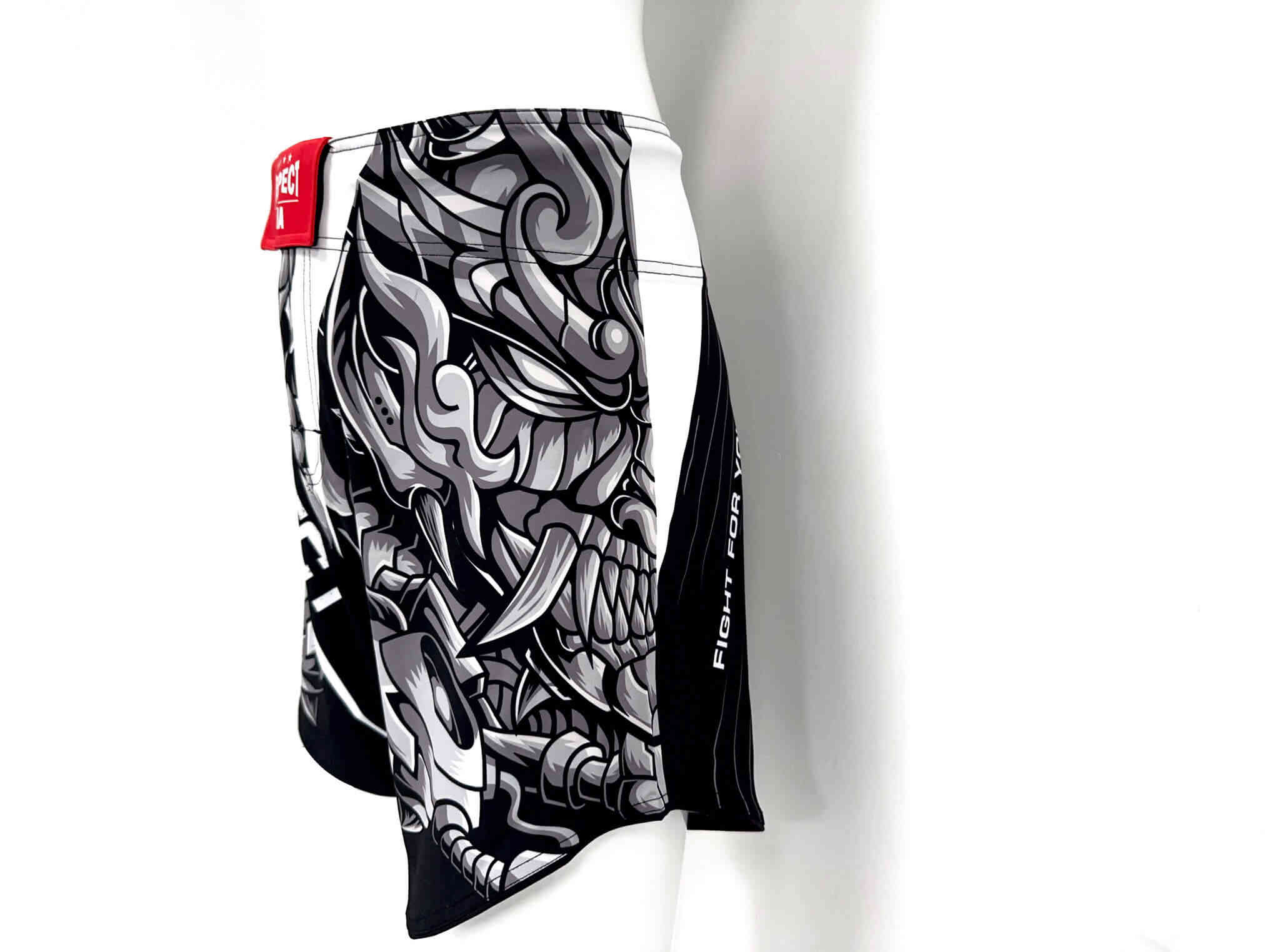 Side view - Boys Black Boxing Copper Prajna Muay Thai Custom Shorts MMA UFC Gym