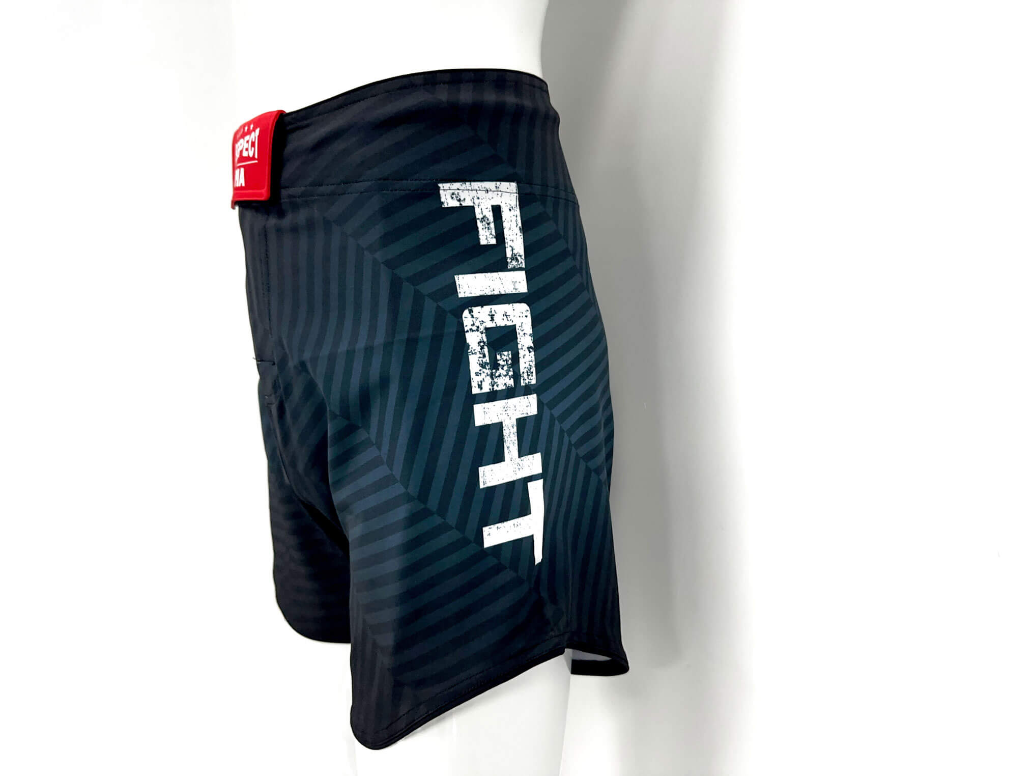 Side view - Fashion Navy Black Stripes Fight Shorts Boxing Classic Muay Thai Men MMA