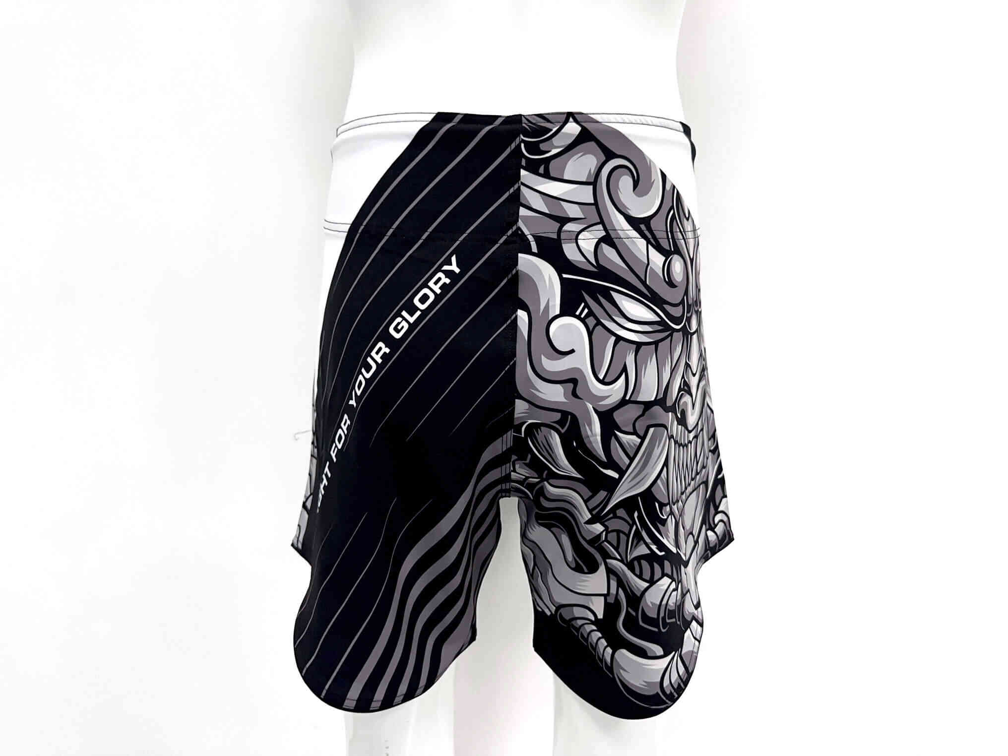 Zoom back view - Boys Black Boxing Copper Prajna Muay Thai Custom Shorts MMA UFC Gym