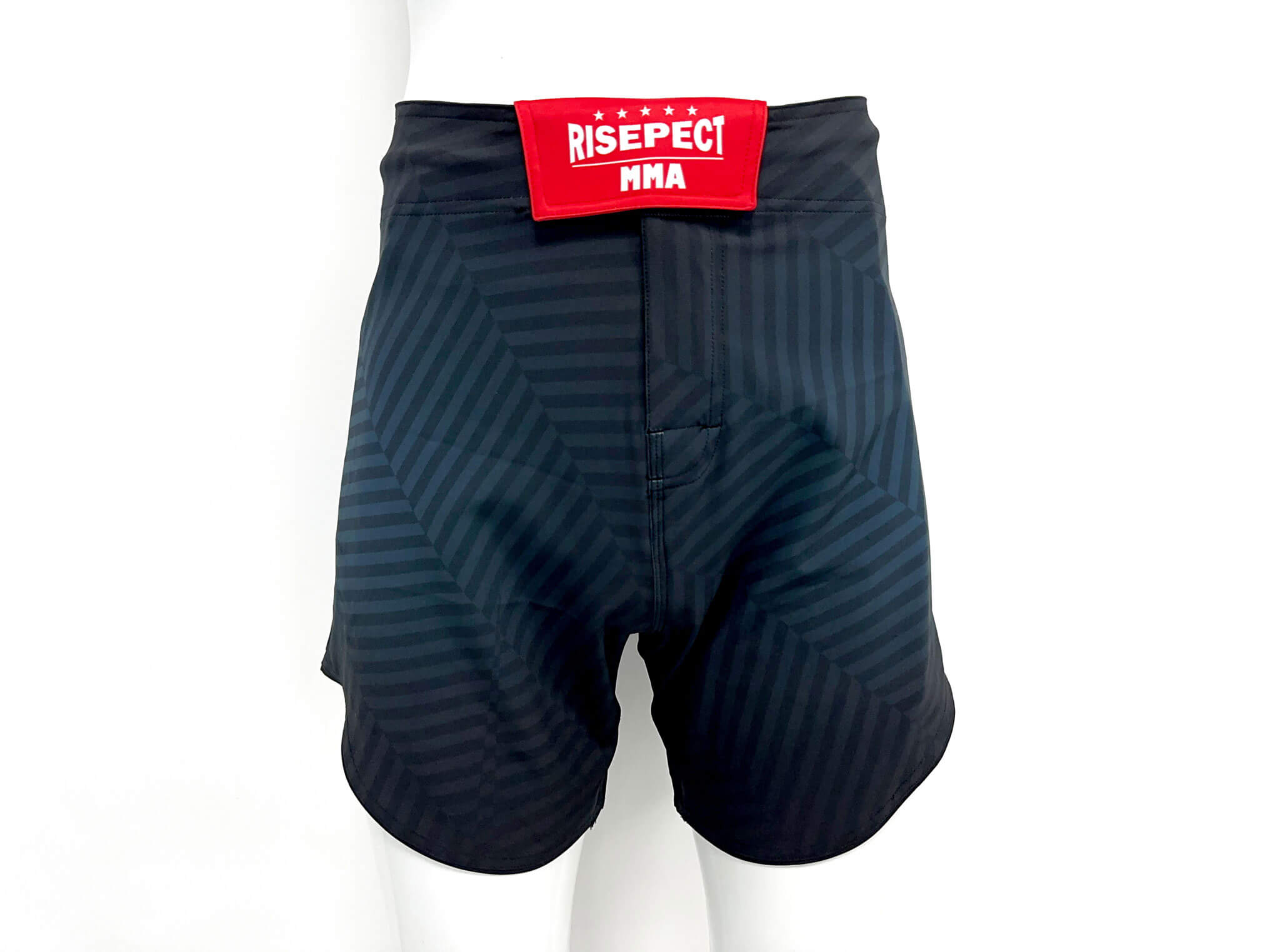 Zoom front view - Fashion Navy Black Stripes Fight Shorts Boxing Classic Muay Thai Men MMA