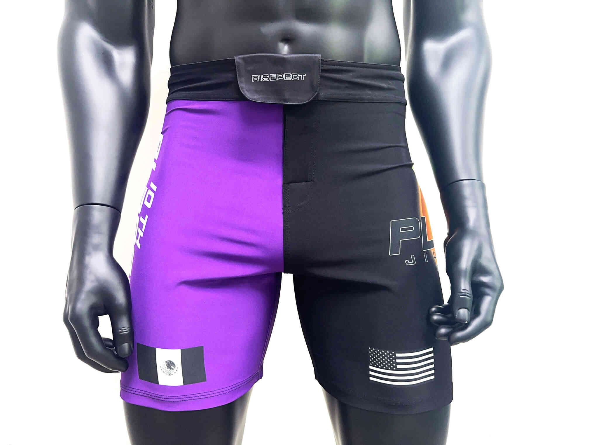 Zoom front view - Fruite Tenth Planet Purple Rank Jiu Jitsu Shorts