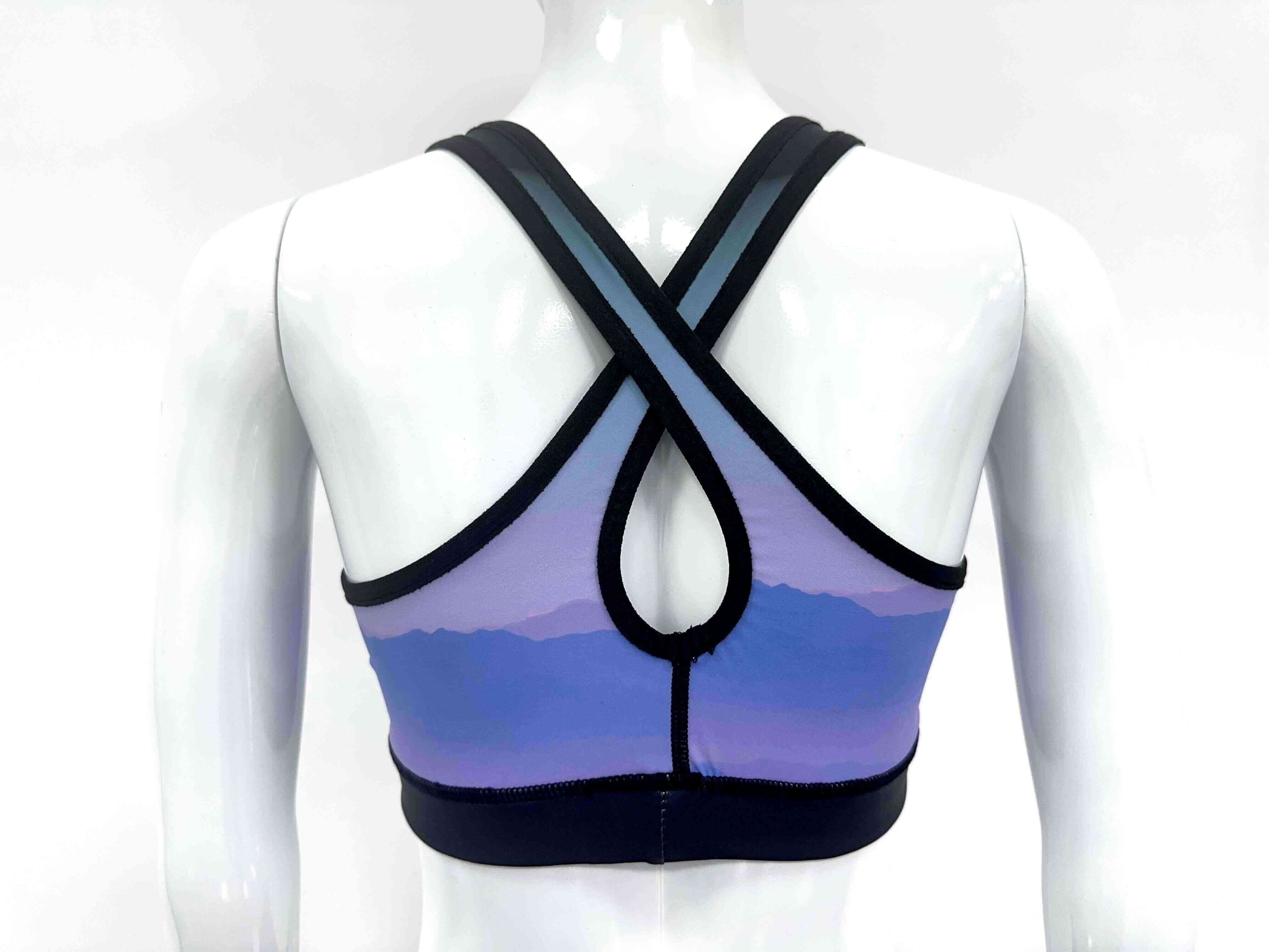 Back view - UFC Scenery Strap Training Bra Purple-blue