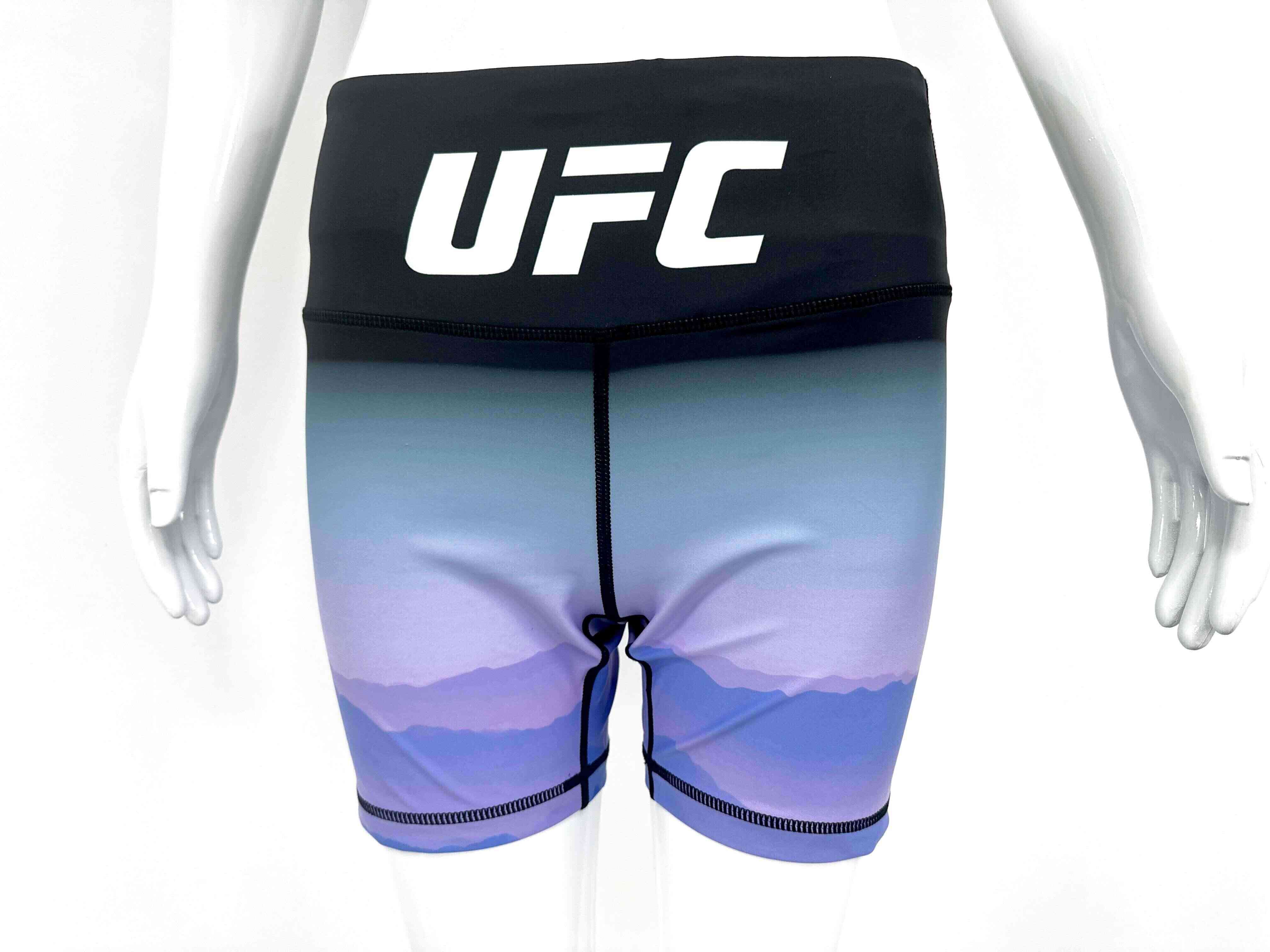 Front view - Blue Women MMA UFC Shorts Scenery Vale Tudo Shorts Wholesale