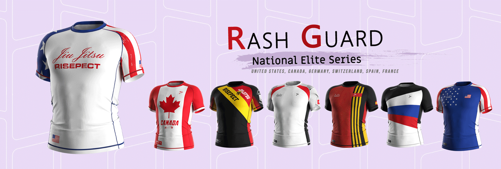 Rash Guard national elite series design for the United States, Canada, Germany, Switzerland, Spain, France