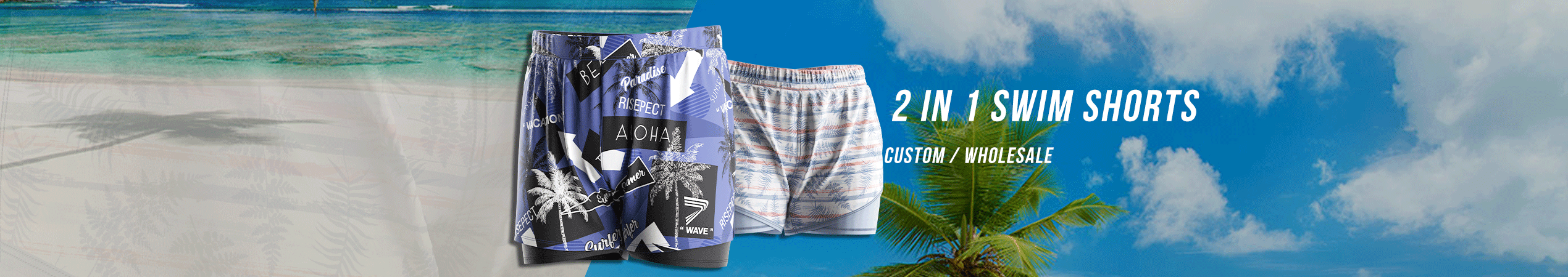 2 in 1 Swim Shorts Custom Wholesale Supplier