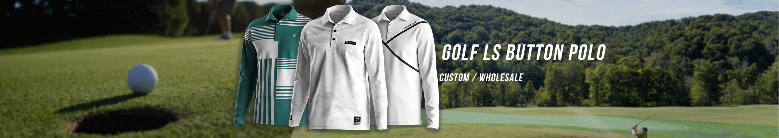 Golf Long Sleeve Button Polo Shirts Custom Wholesale