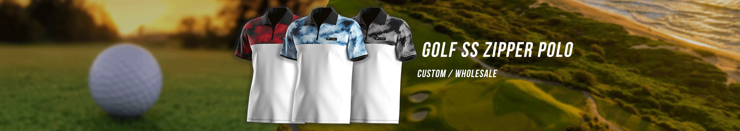 Custom Golf Short Sleeve Zipper Polo Shirts Wholesale