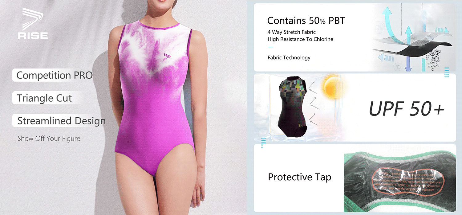 Competition Pro, Triangle Cut, Streamlined Design - Show Off Your Figure. Contains 50% PBT: 4 Way Stretch Fabric, High Resistance To Chlorine - Fabric Technology. UPF 50+. Protective Tap.