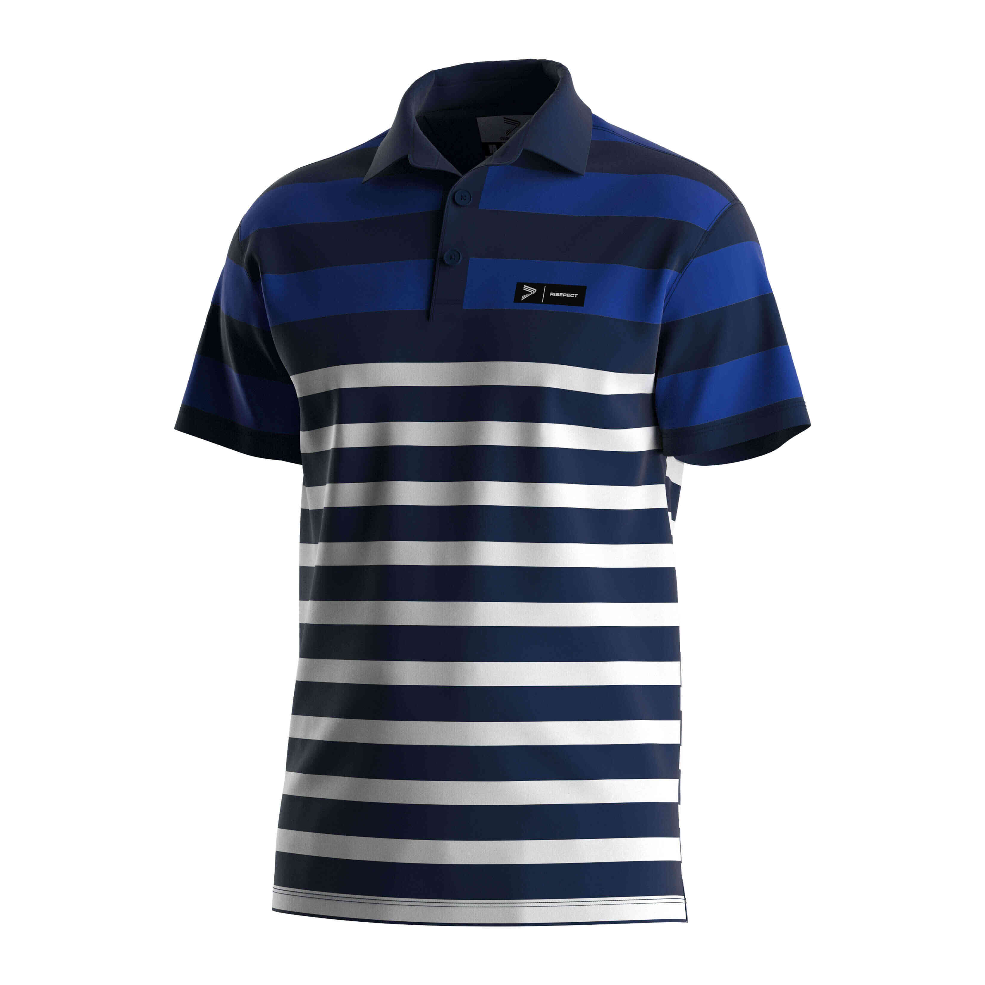 
                Colorblock Golf Polo Stripe Men Fitted Short Sleeve Button Down Shirt